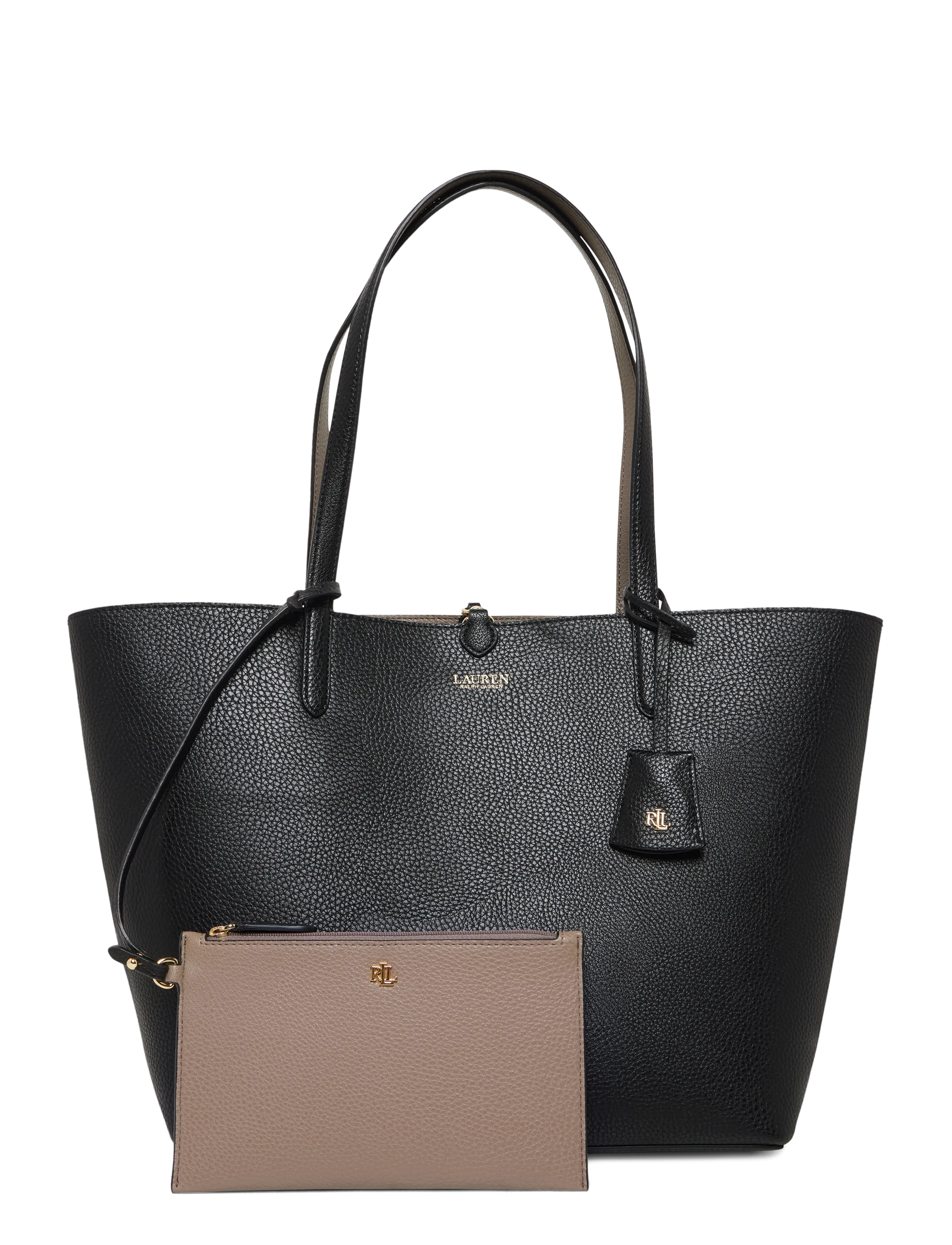 Lauren Ralph Lauren FAUX PEBBLE GRAIN-RVRSBLE TOTE-TTE- - Õlakotid - BLACK/TAUPE / black
