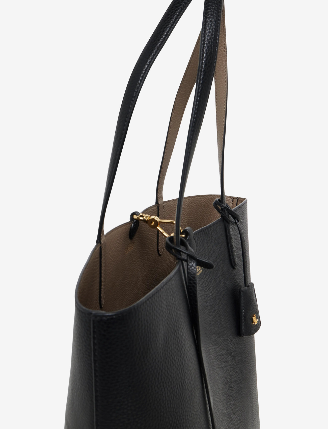 バッグ Lauren Ralph Lauren Black Leather Tote Lauren Ralph Lauren Faux Pebble Grain-rvrsble Tote-tte