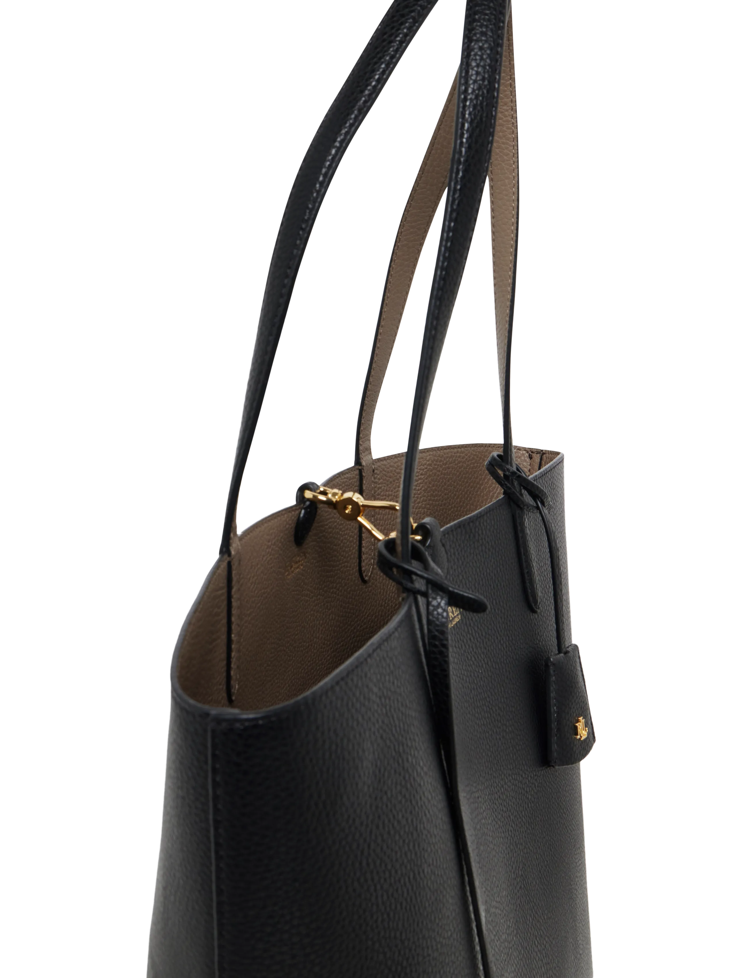 Lauren Ralph Lauren - FAUX PEBBLE GRAIN-RVRSBLE TOTE-TTE- - cabas - black/taupe - 2