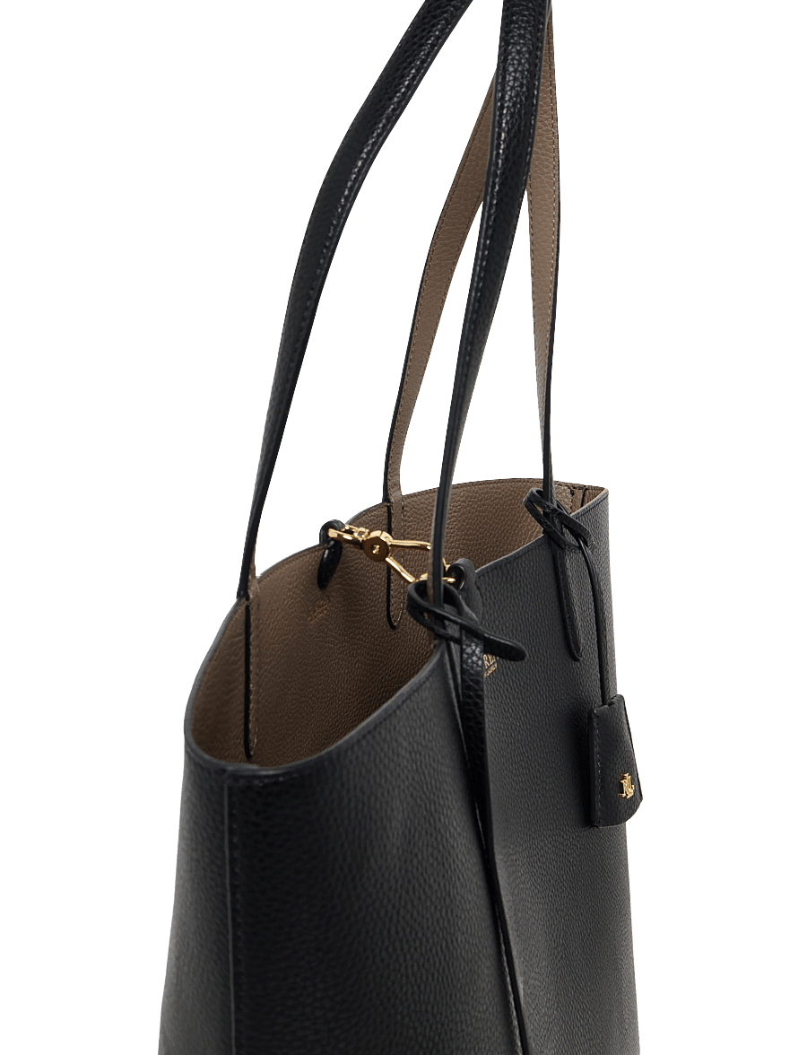 Lauren Ralph Lauren - Faux-Leather Medium Reversible Tote Bag - tote bags - black/taupe - 4