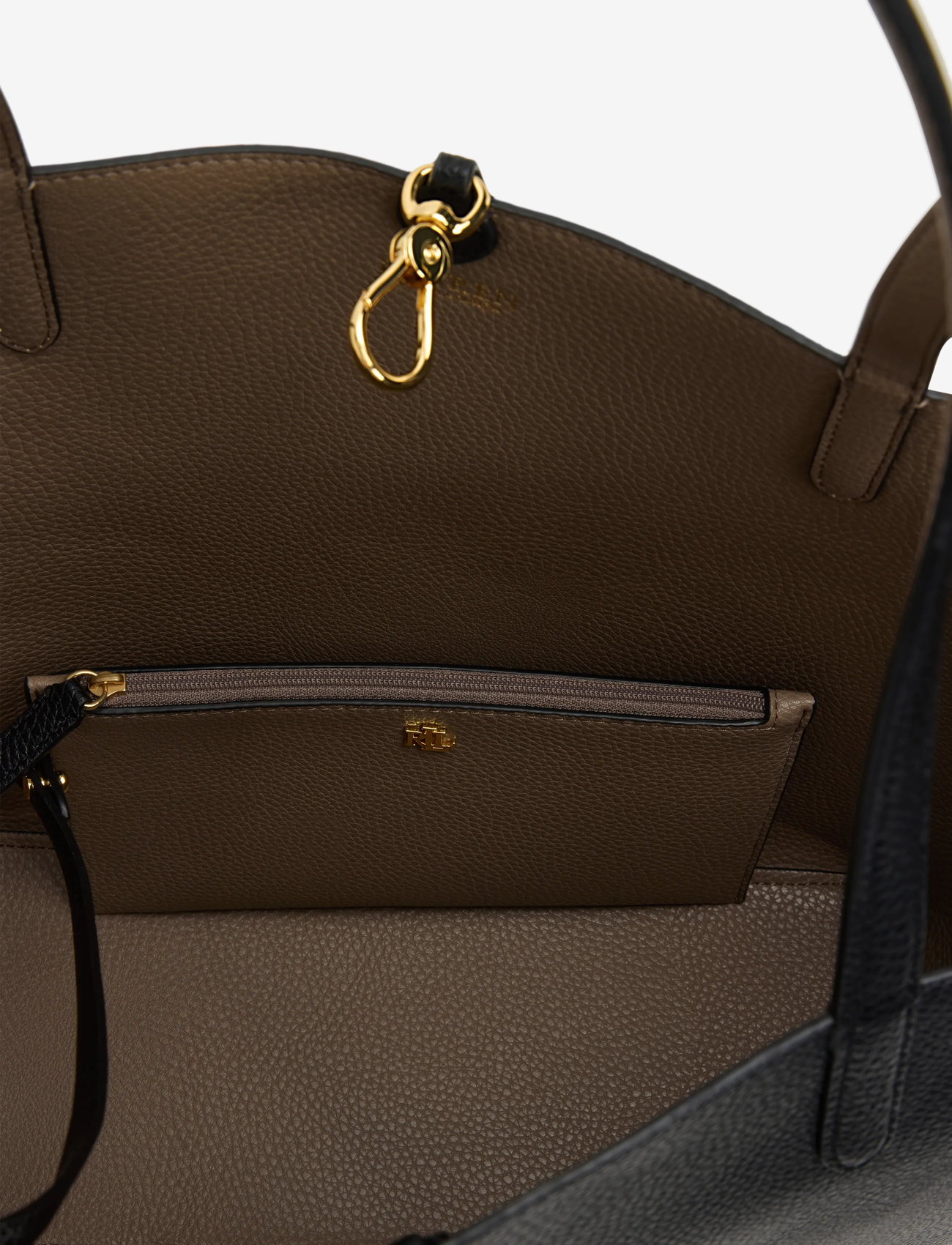 Lauren Ralph Lauren - FAUX PEBBLE GRAIN-RVRSBLE TOTE-TTE- - tote bags - black/taupe - 5