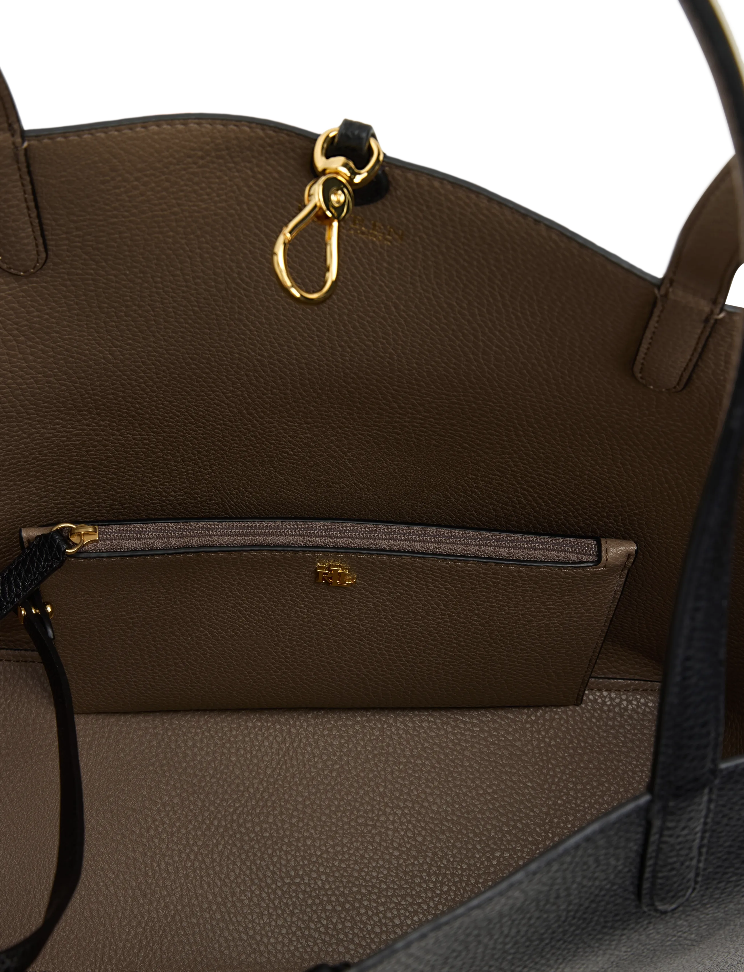 Lauren Ralph Lauren - FAUX PEBBLE GRAIN-RVRSBLE TOTE-TTE- - cabas - black/taupe - 3