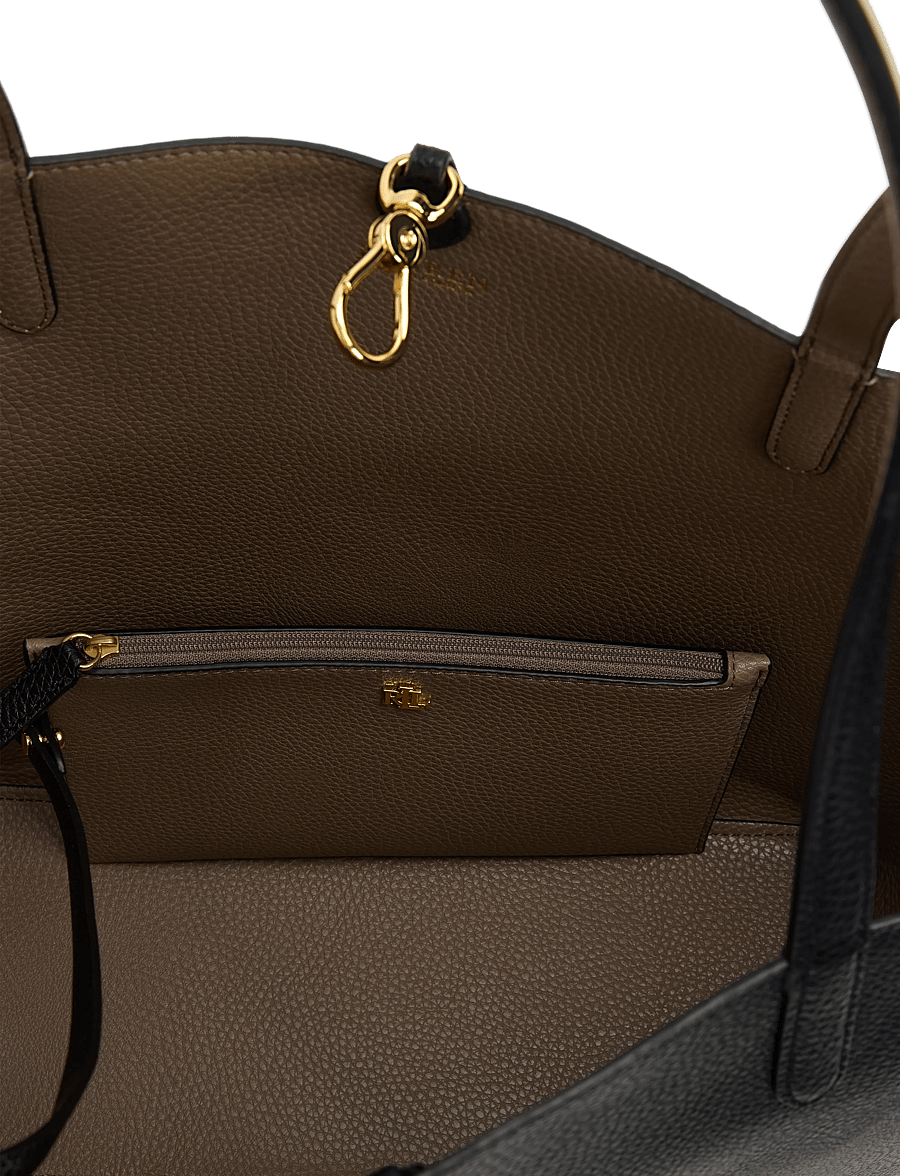 Lauren Ralph Lauren - Faux-Leather Medium Reversible Tote Bag - tote bags - black/taupe - 5