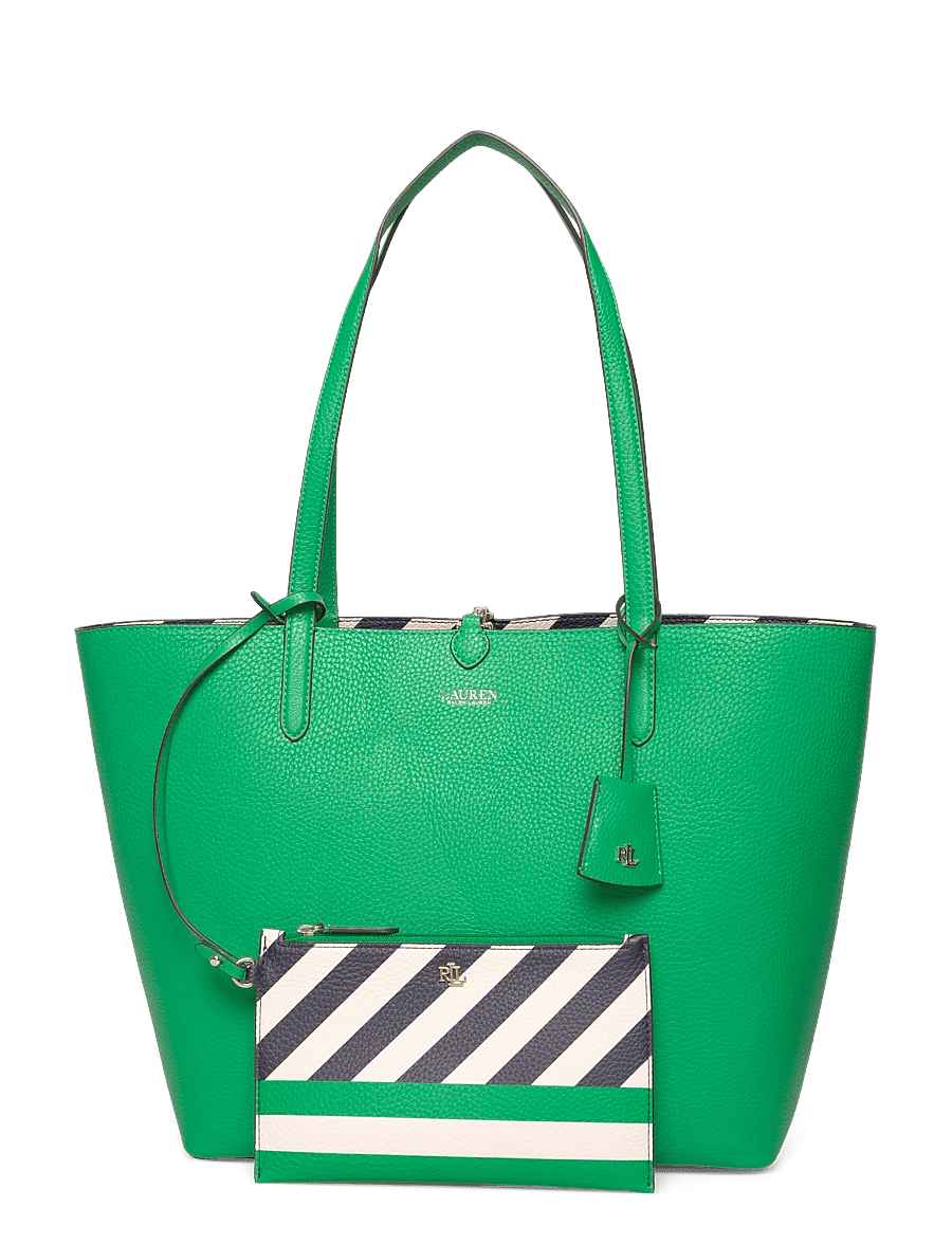 Lauren Ralph Lauren - Faux-Leather Medium Reversible Tote Bag - tote bags - green topaz/block - 0