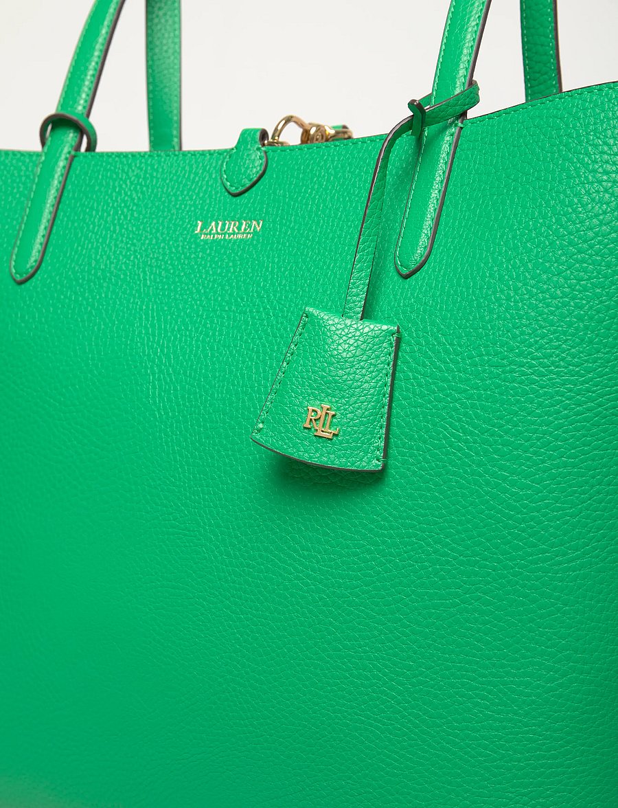 Lauren Ralph Lauren - Faux-Leather Medium Reversible Tote Bag - tote bags - green topaz/block - 3