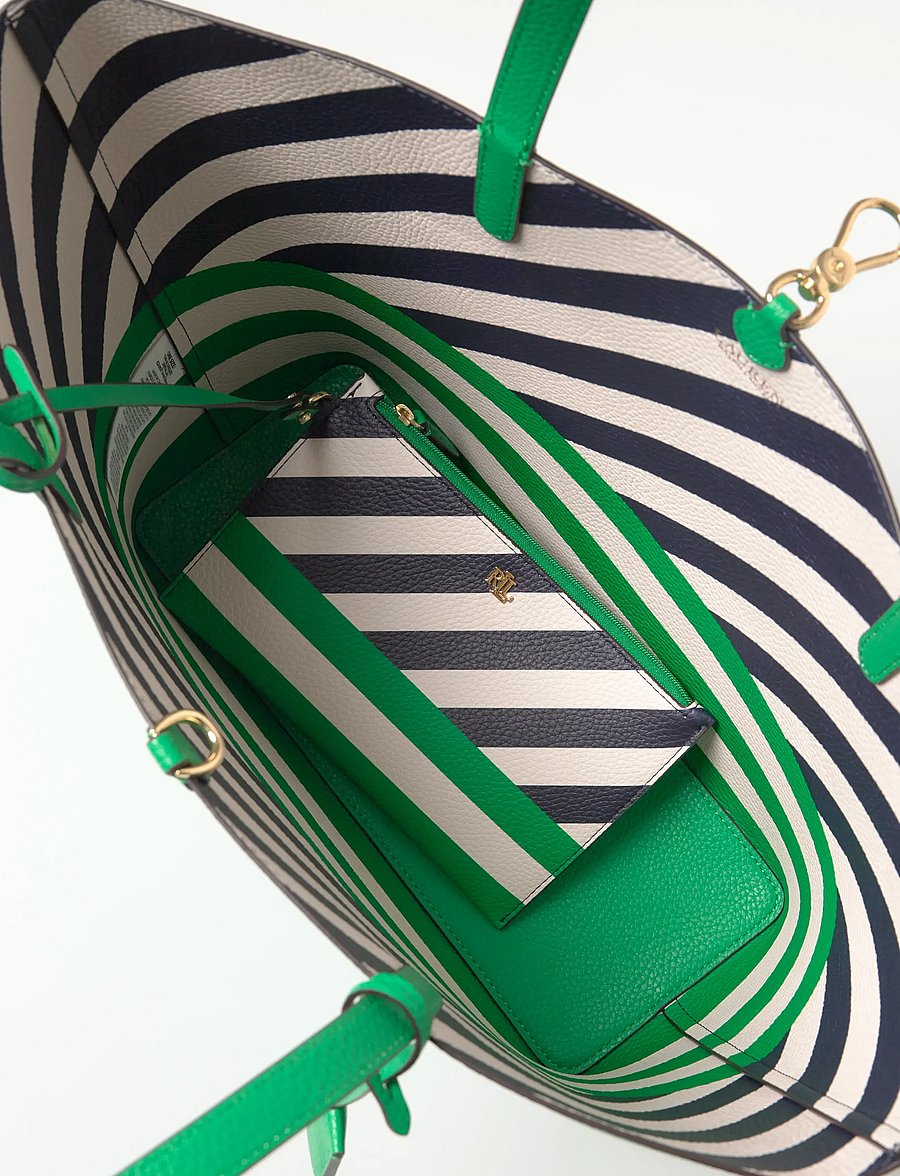 Lauren Ralph Lauren - Faux-Leather Medium Reversible Tote Bag - tote bags - green topaz/block - 4