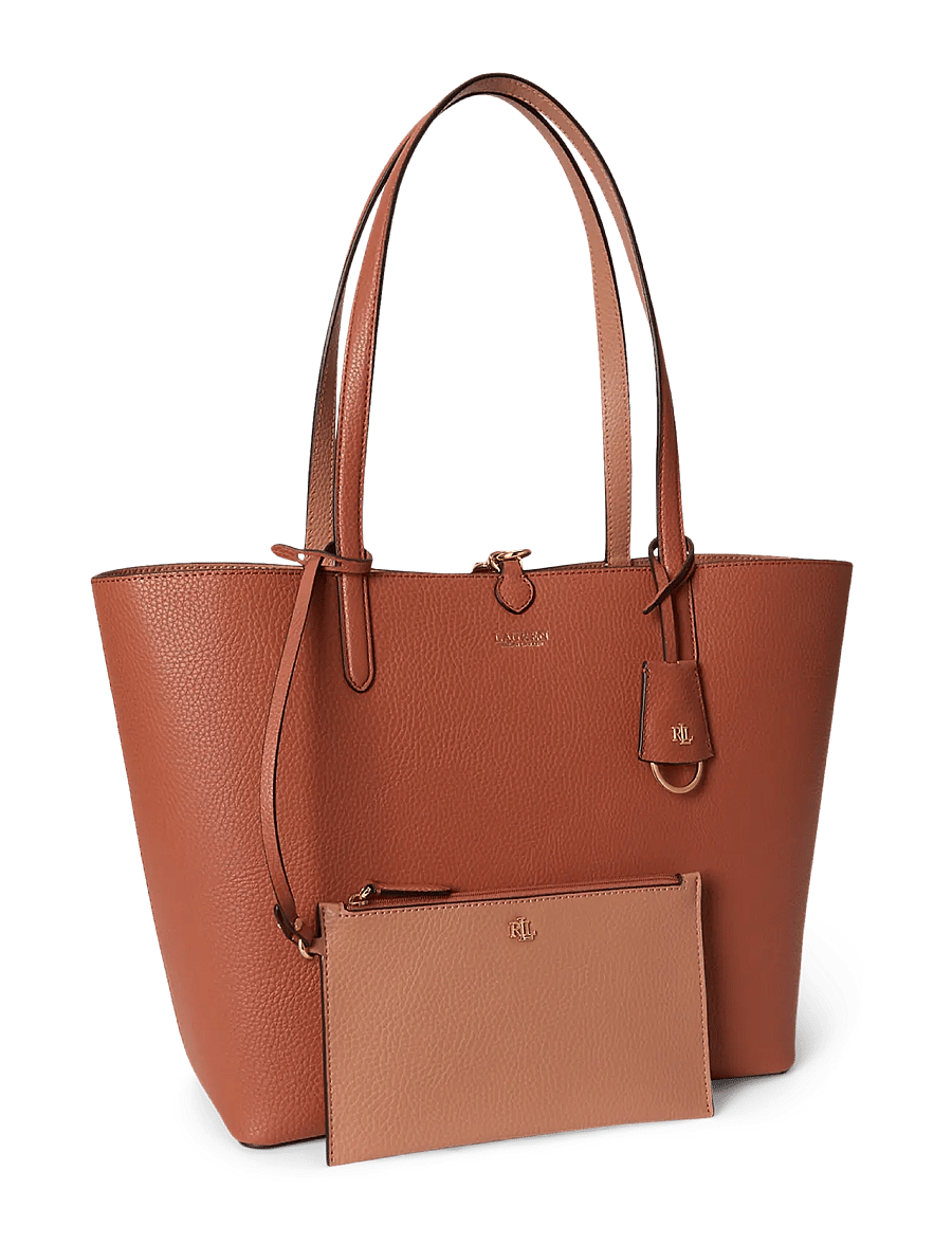 Lauren Ralph Lauren - Faux-Leather Large Reversible Tote Bag - tote somas - red terracotta/pi - 2