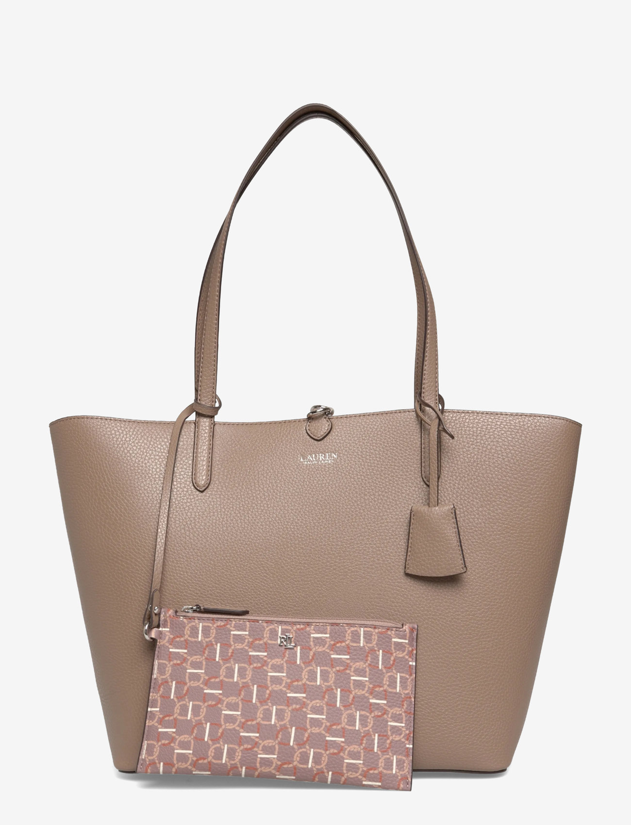 Lauren Ralph Lauren - FAUX PEBBLE GRAIN-RVRSBLE TOTE-TTE- - shoppingväskor - rider geo/taupe b - 0