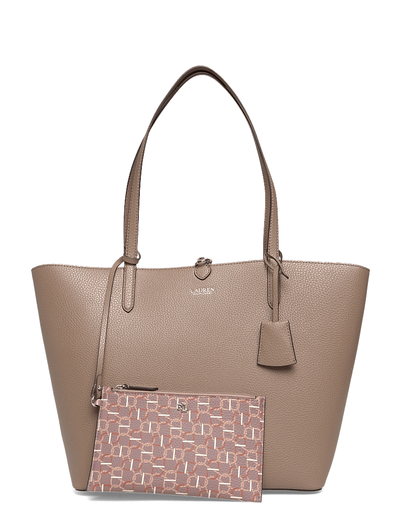 Lauren Ralph Lauren - FAUX PEBBLE GRAIN-RVRSBLE TOTE-TTE- - shoppingväskor - rider geo/taupe b - 0
