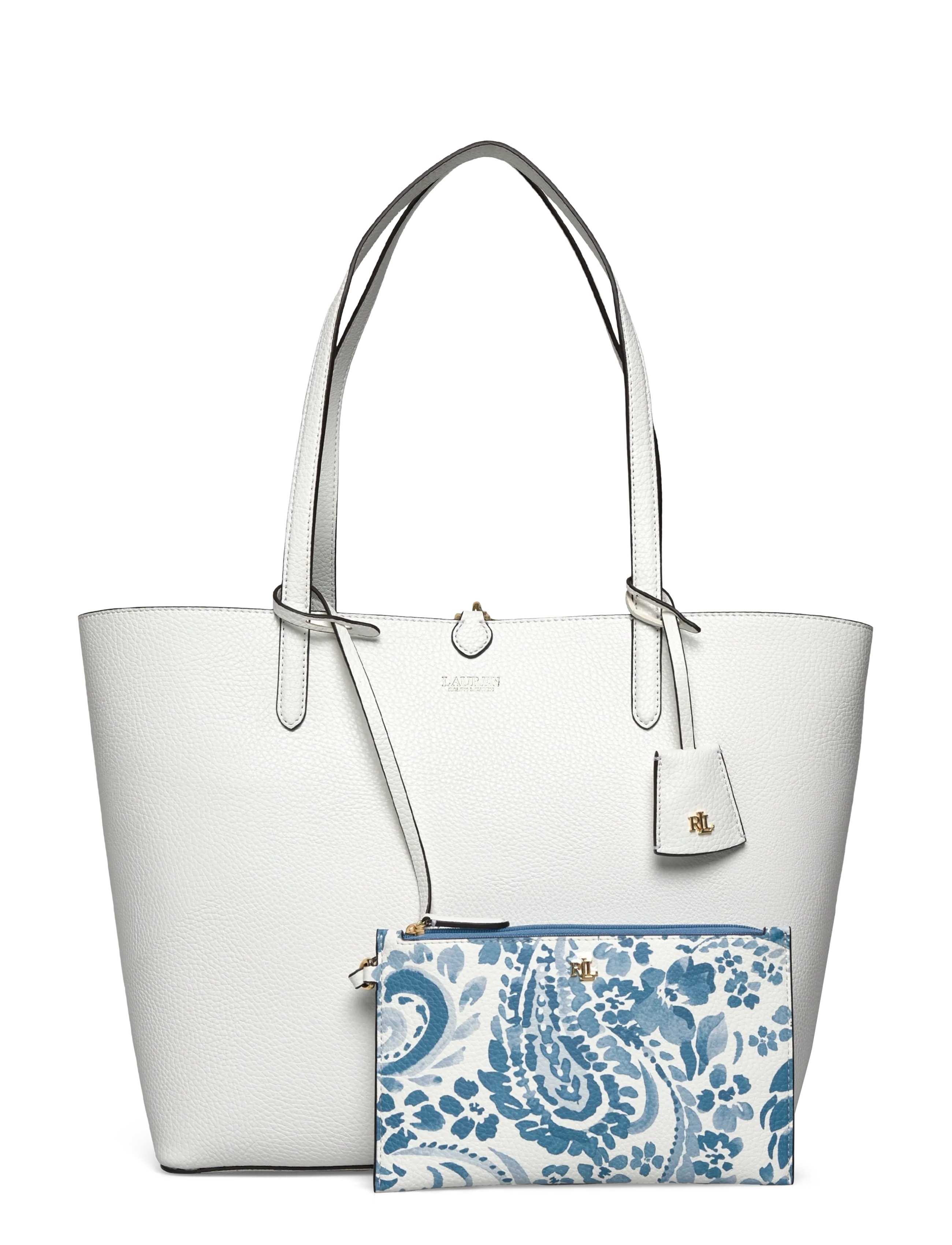 Lauren Ralph Lauren Faux-Leather Large Reversible Tote Bag - Lauren Ralph Lauren - WHITE/SUMMER PAIS / white