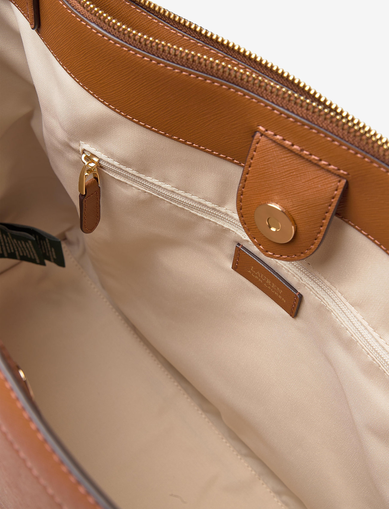 Lauren Ralph Lauren - Crosshatch Leather Large Brooke Satchel - lauren tan - 4