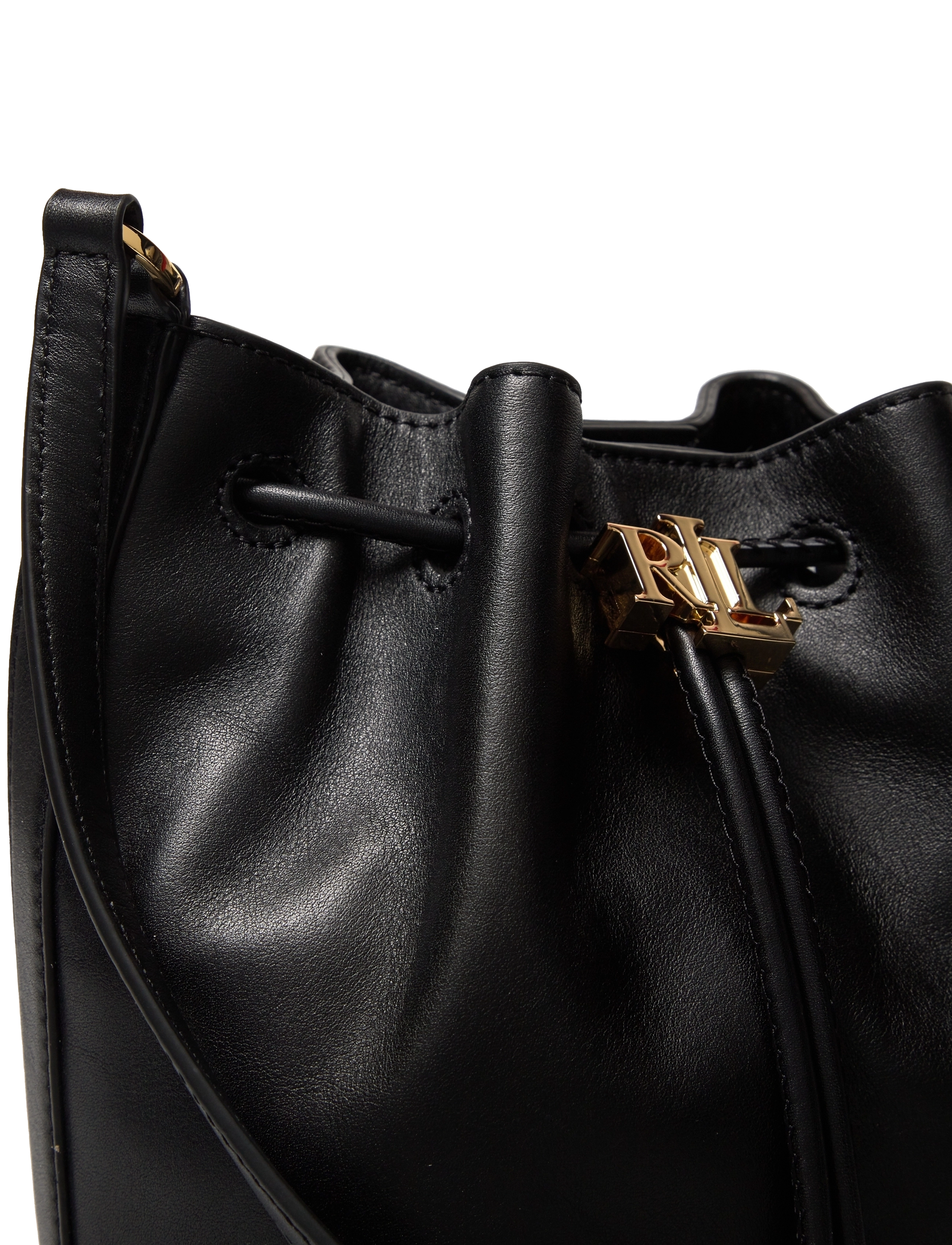 Lauren Ralph Lauren - Leather Medium Andie Drawstring Bag - black - 3