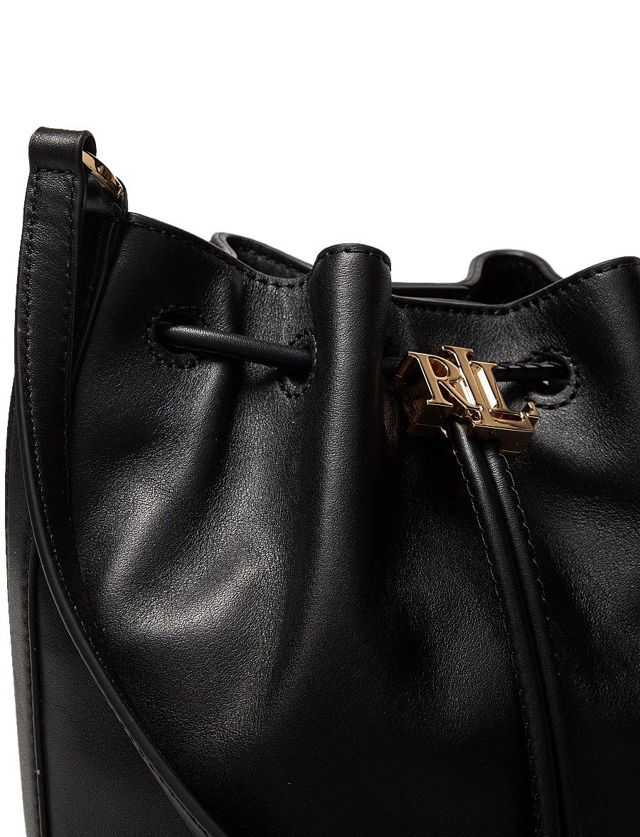 Lauren Ralph Lauren - Leather Medium Andie Drawstring Bag - black - 3