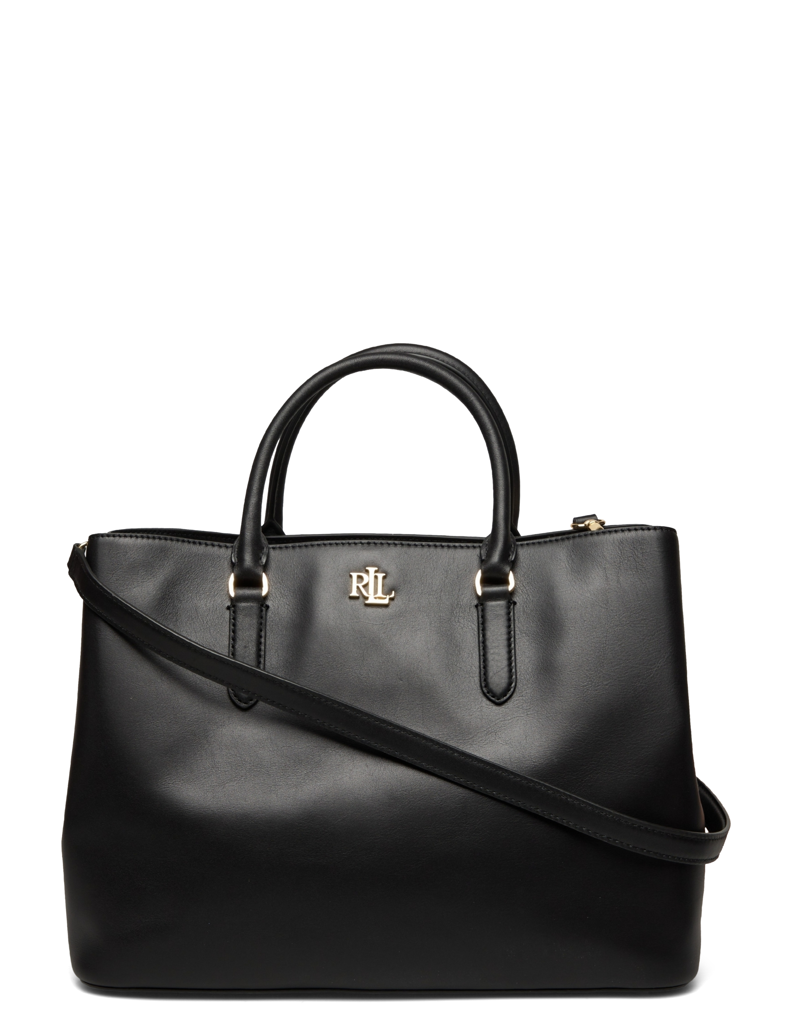 Lauren Ralph Lauren Leather Large Marcy Satchel - Ralph Lauren - BLACK / black