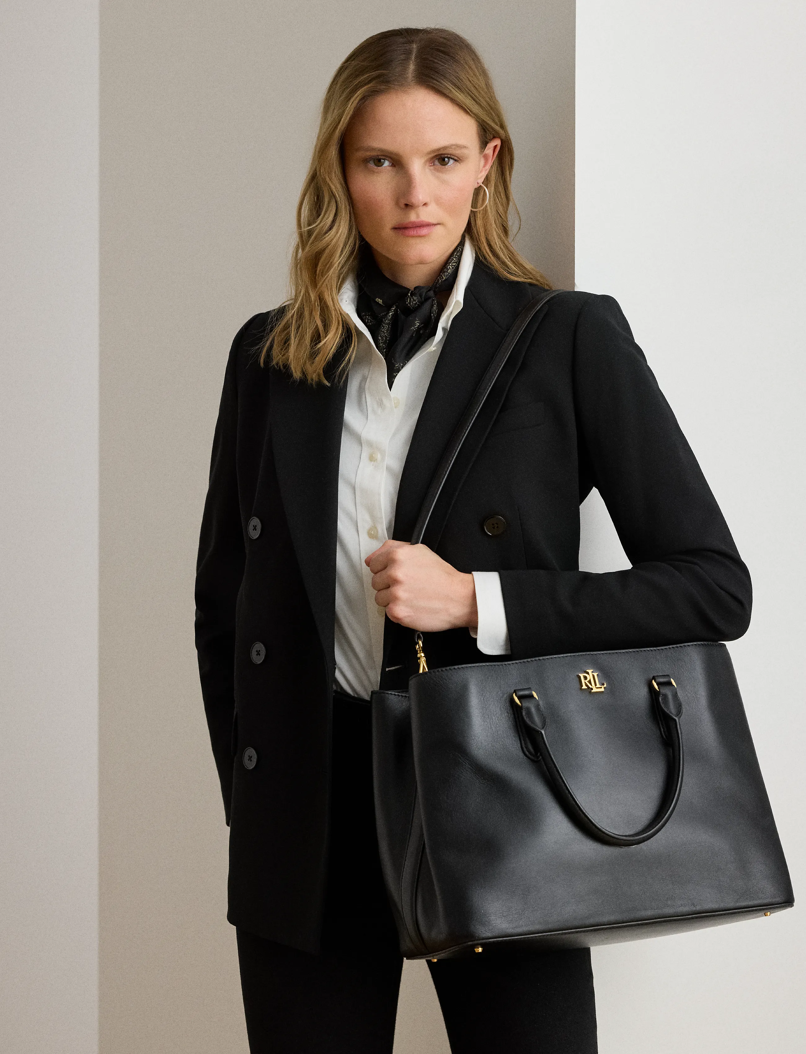 Lauren Ralph Lauren - Leather Large Marcy Satchel - black - 4