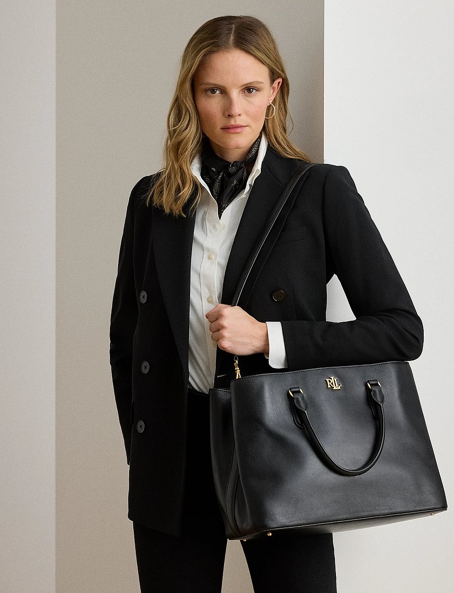 Lauren Ralph Lauren - Leather Large Marcy Satchel - black - 4