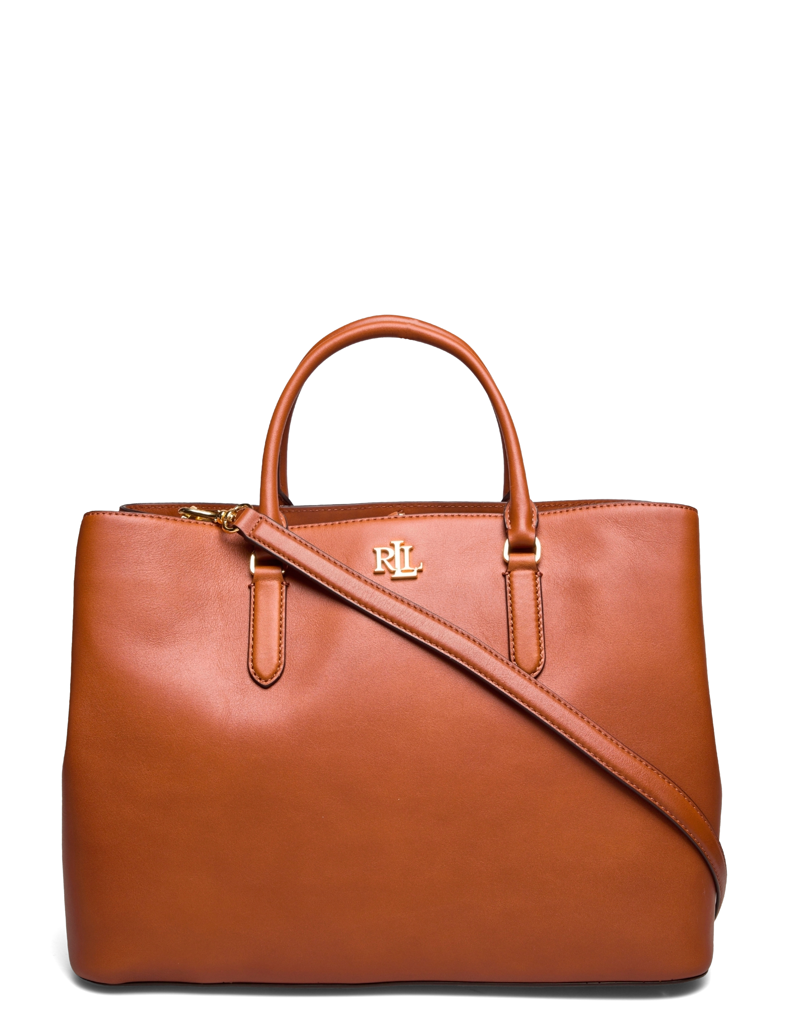 Lauren Ralph Lauren Leather Large Marcy Satchel - Ralph Lauren - LAUREN TAN / brown