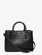 Leather Small Marcy Satchel - BLACK