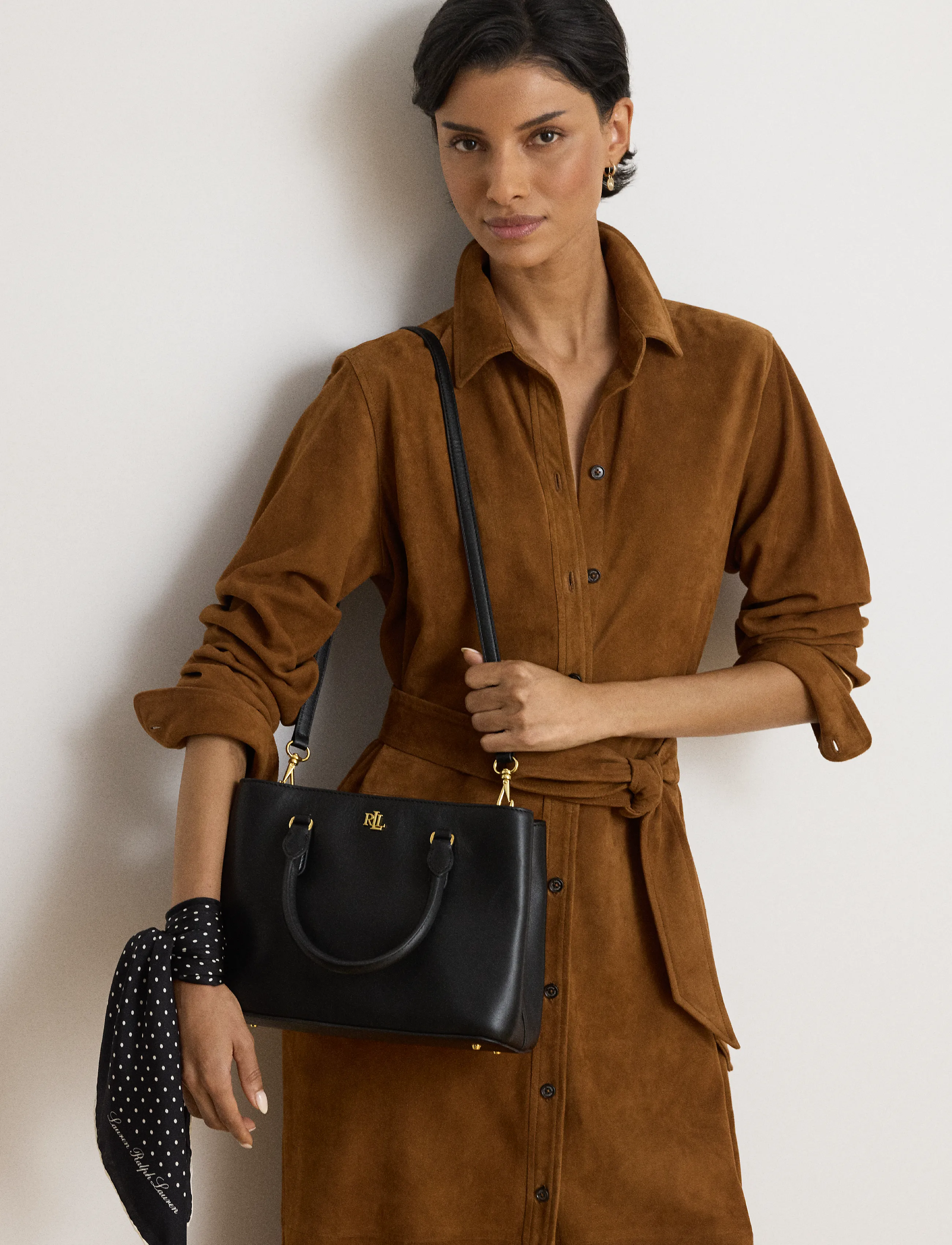 Lauren Ralph Lauren - Leather Small Marcy Satchel - konfirmationstøj - black - 3