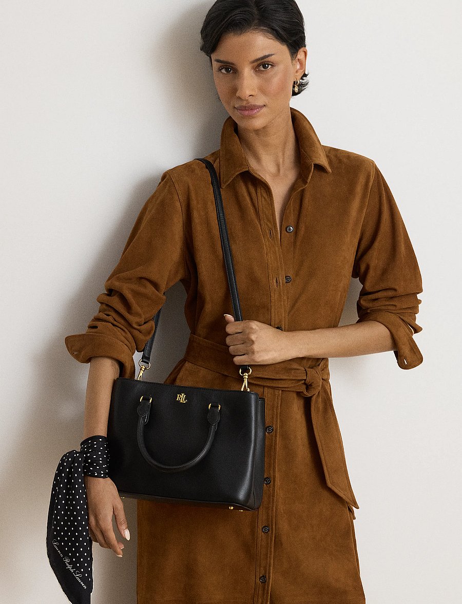 Lauren Ralph Lauren - Leather Small Marcy Satchel - konfirmationstøj - black - 3