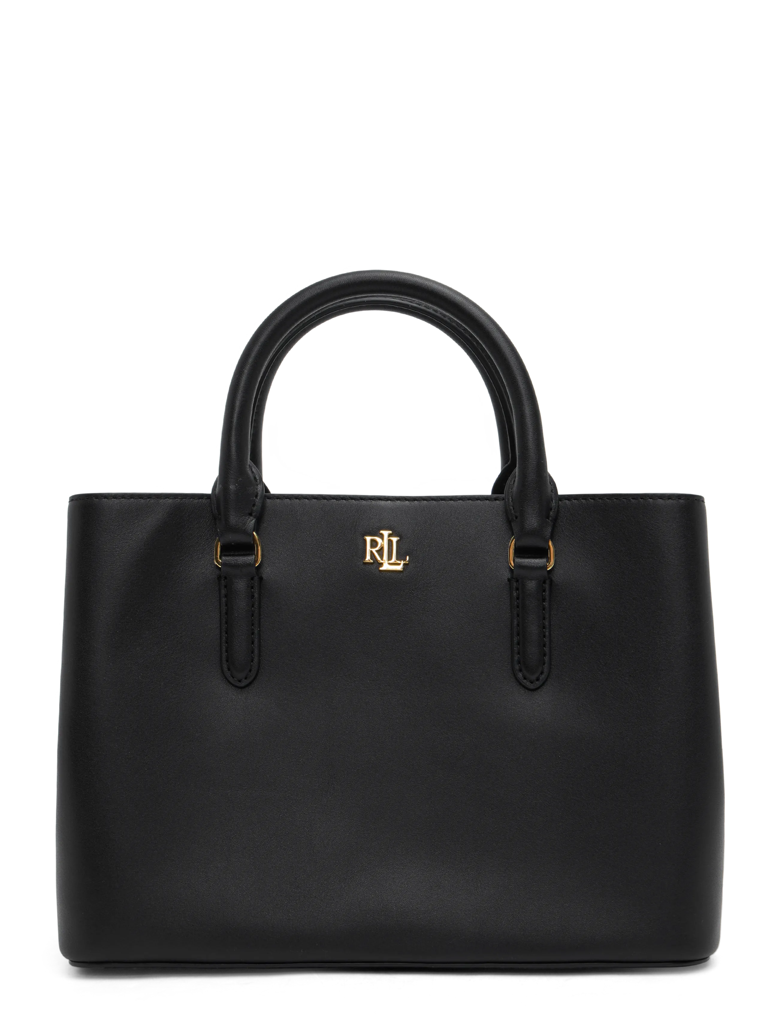 Lauren Ralph Lauren Leather Small Marcy Satchel - Bags - BLACK / black