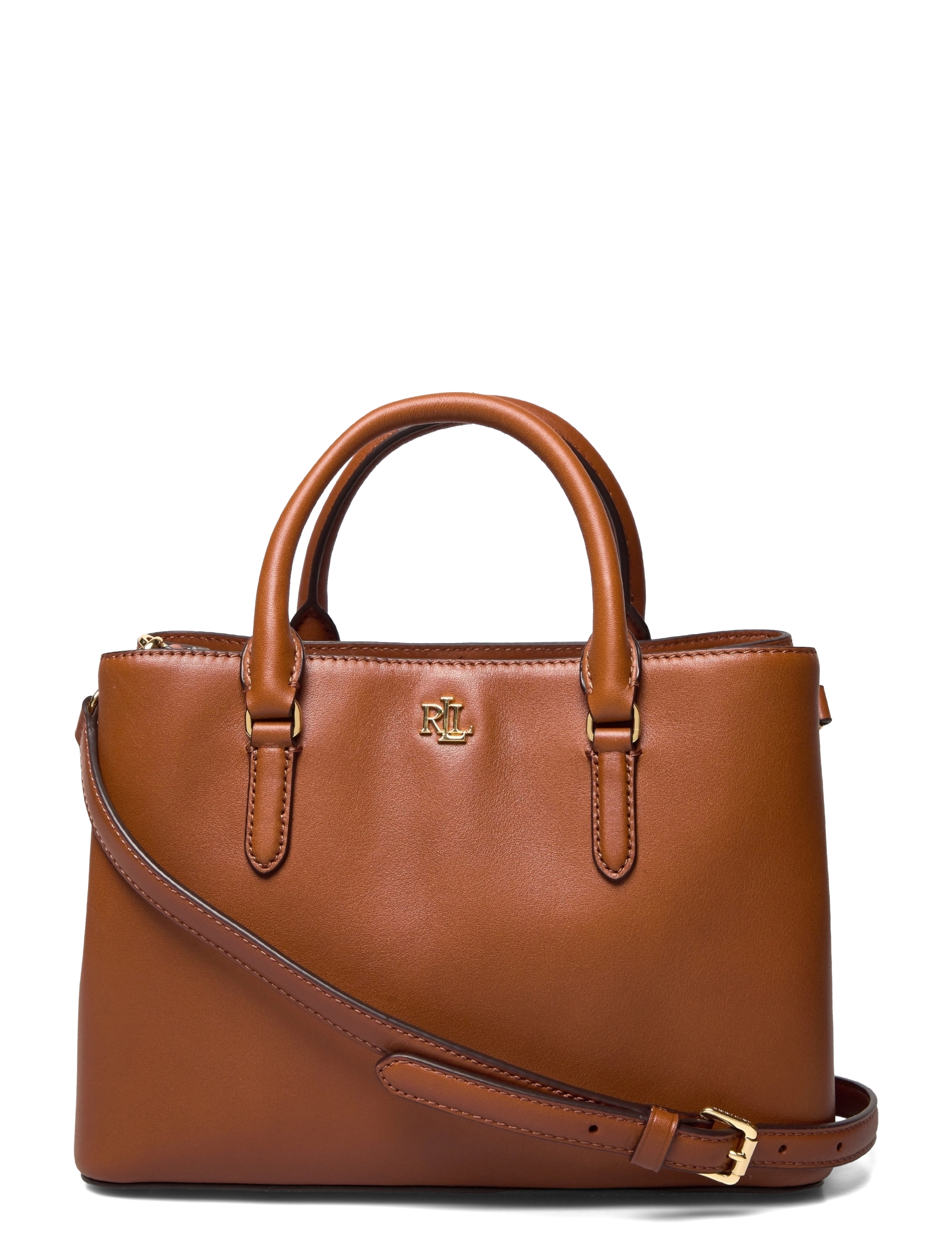 Lauren Ralph Lauren Leather Small Marcy Satchel, Kvinder, Satchel Taske, Brun, Str: ONE SIZE