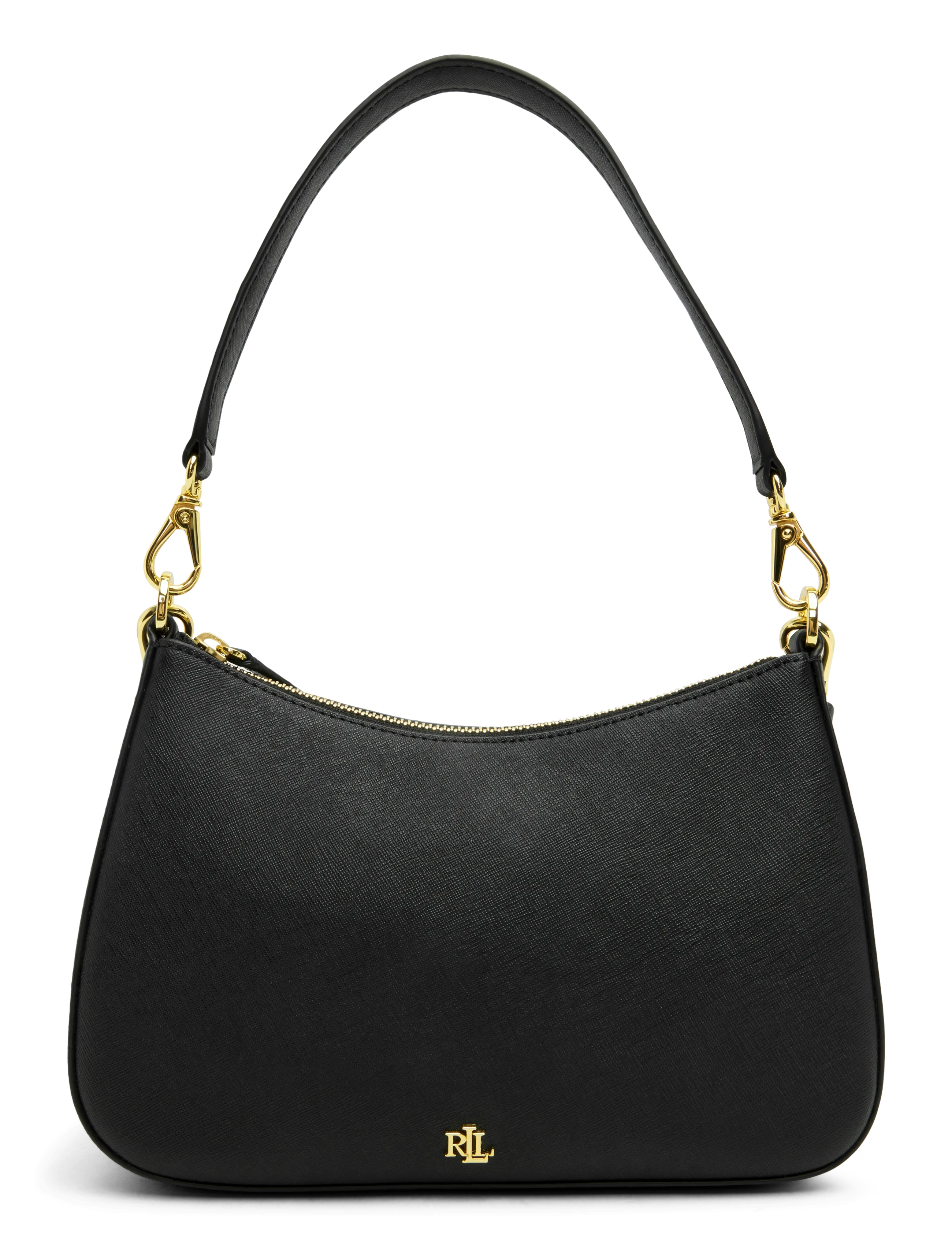 Lauren Ralph Lauren Crosshatch Leather Medium Danni Bag - Kampagne - BLACK / black