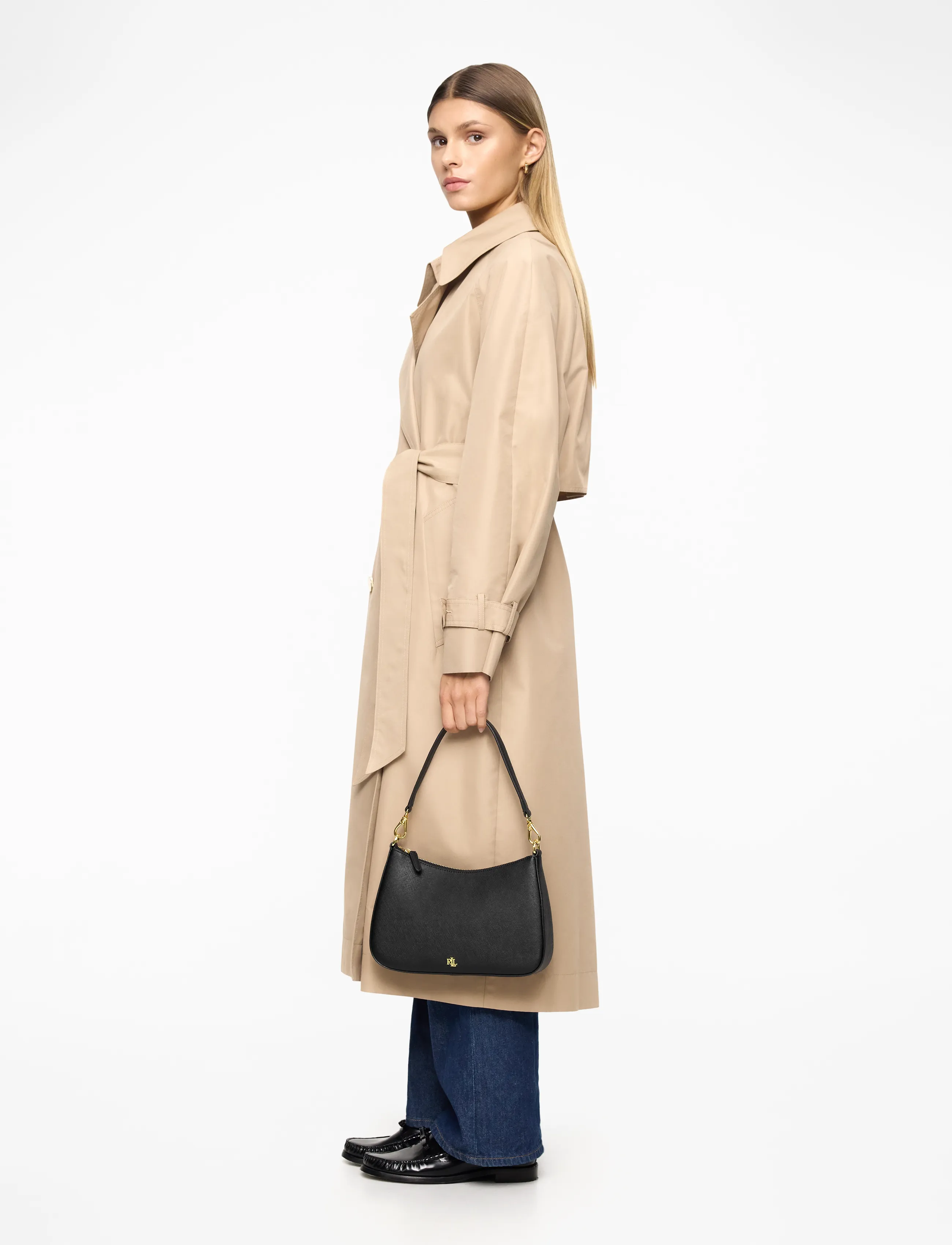 Lauren Ralph Lauren Crosshatch Leather Medium Danni Bag, One Size, Black, Tasker > Små Skuldertasker-Crossbody-Tasker, Dame