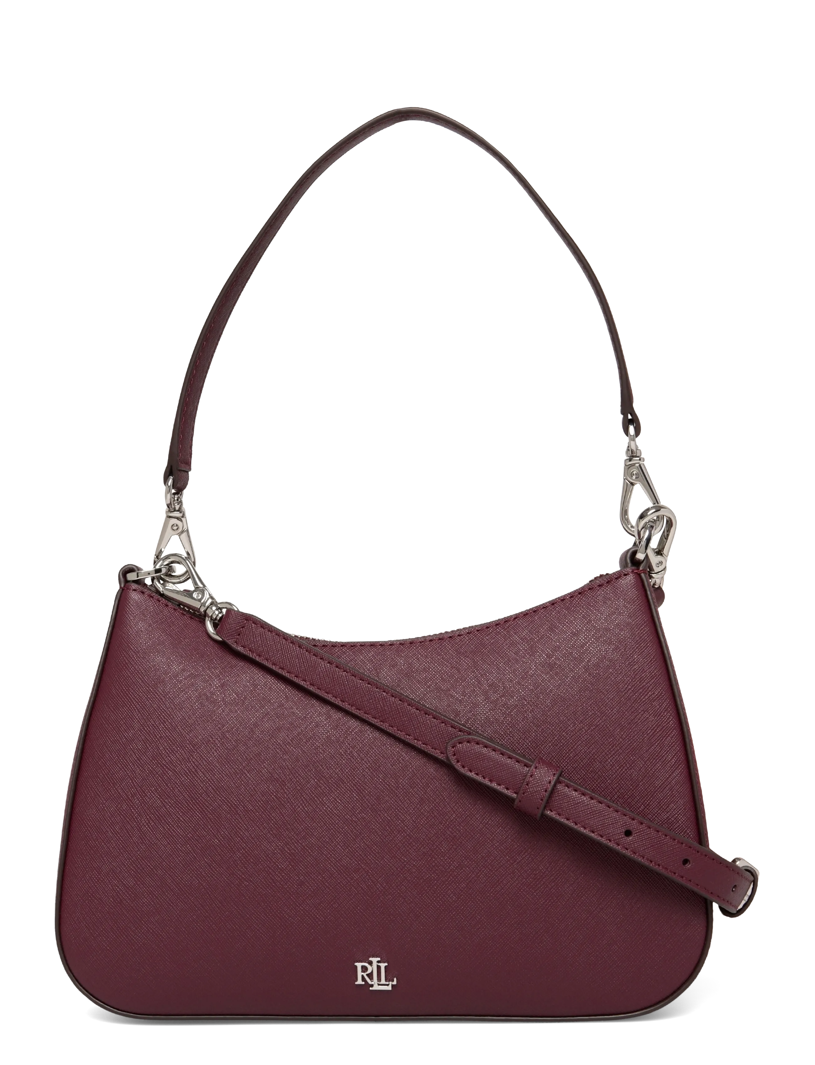 Lauren Ralph Lauren Crosshatch Leather Medium Danni Bag - Ralph Lauren - DARK GARNET / burgundy