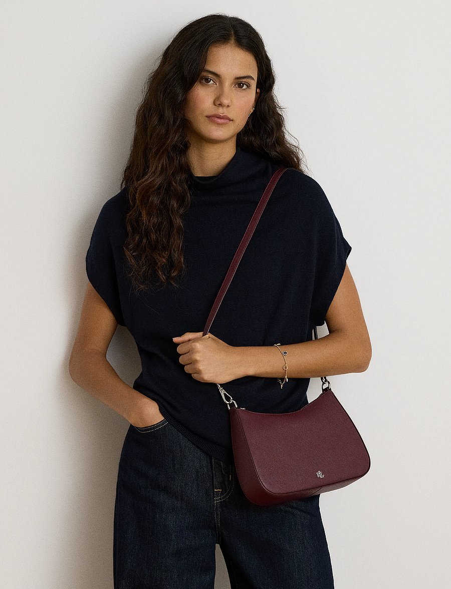 Lauren Ralph Lauren - Crosshatch Leather Medium Danni Bag - konfirmation - dark garnet - 0