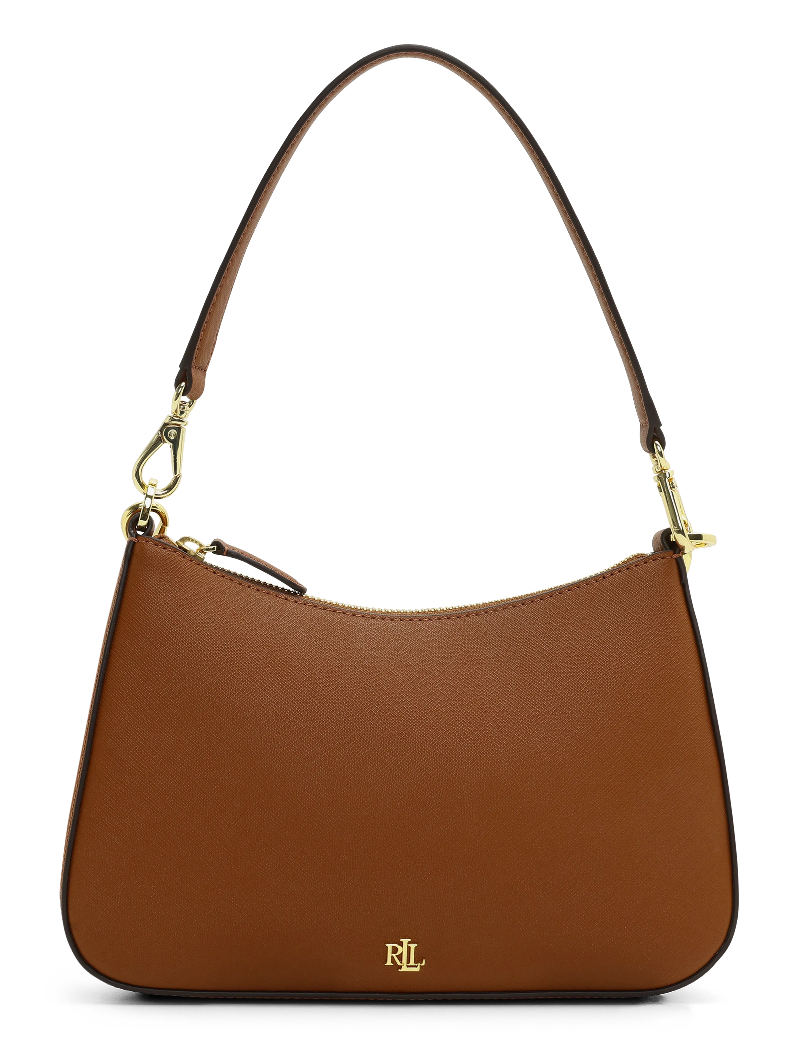 Lauren Ralph Lauren Crosshatch Leather Medium Danni Bag - Skuldertasker - LAUREN TAN / brown