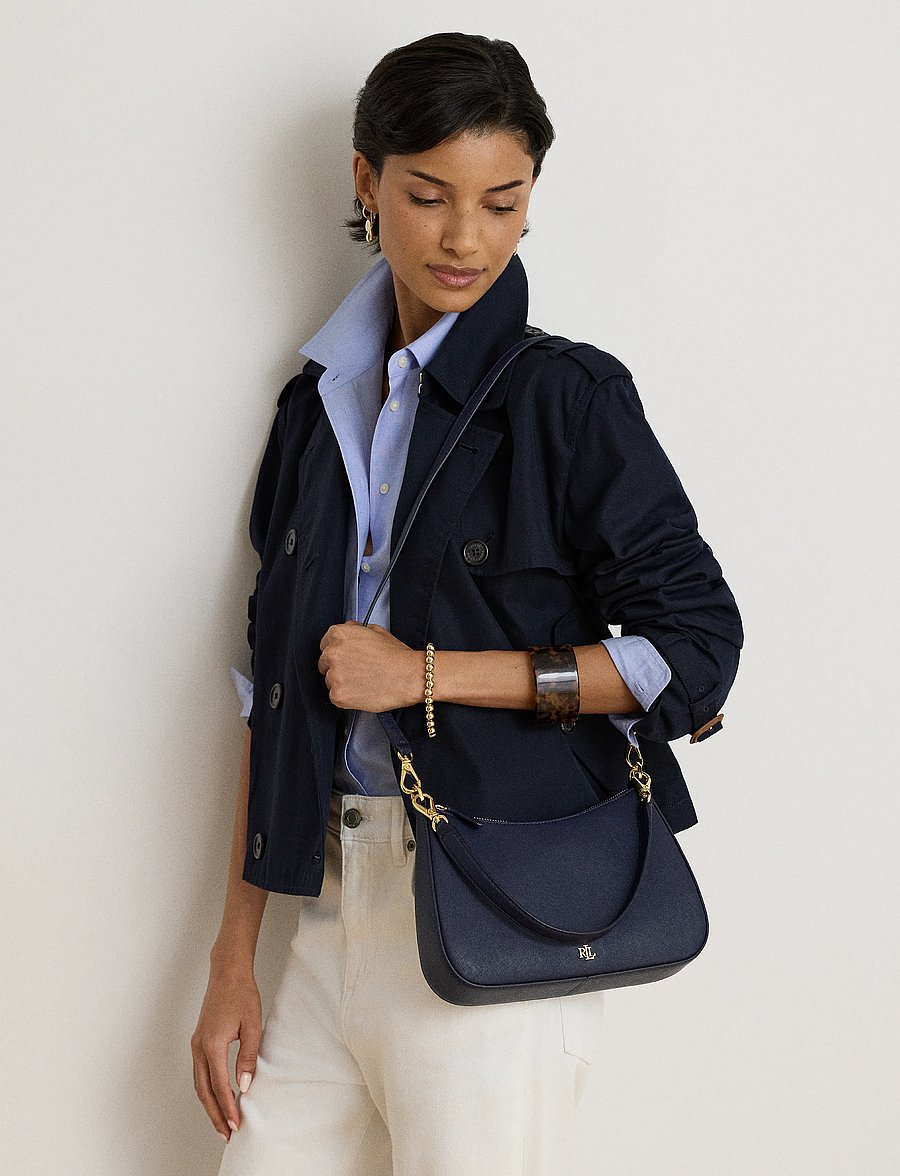 Lauren Ralph Lauren - Crosshatch Leather Medium Danni Bag - konfirmation - refined navy - 0