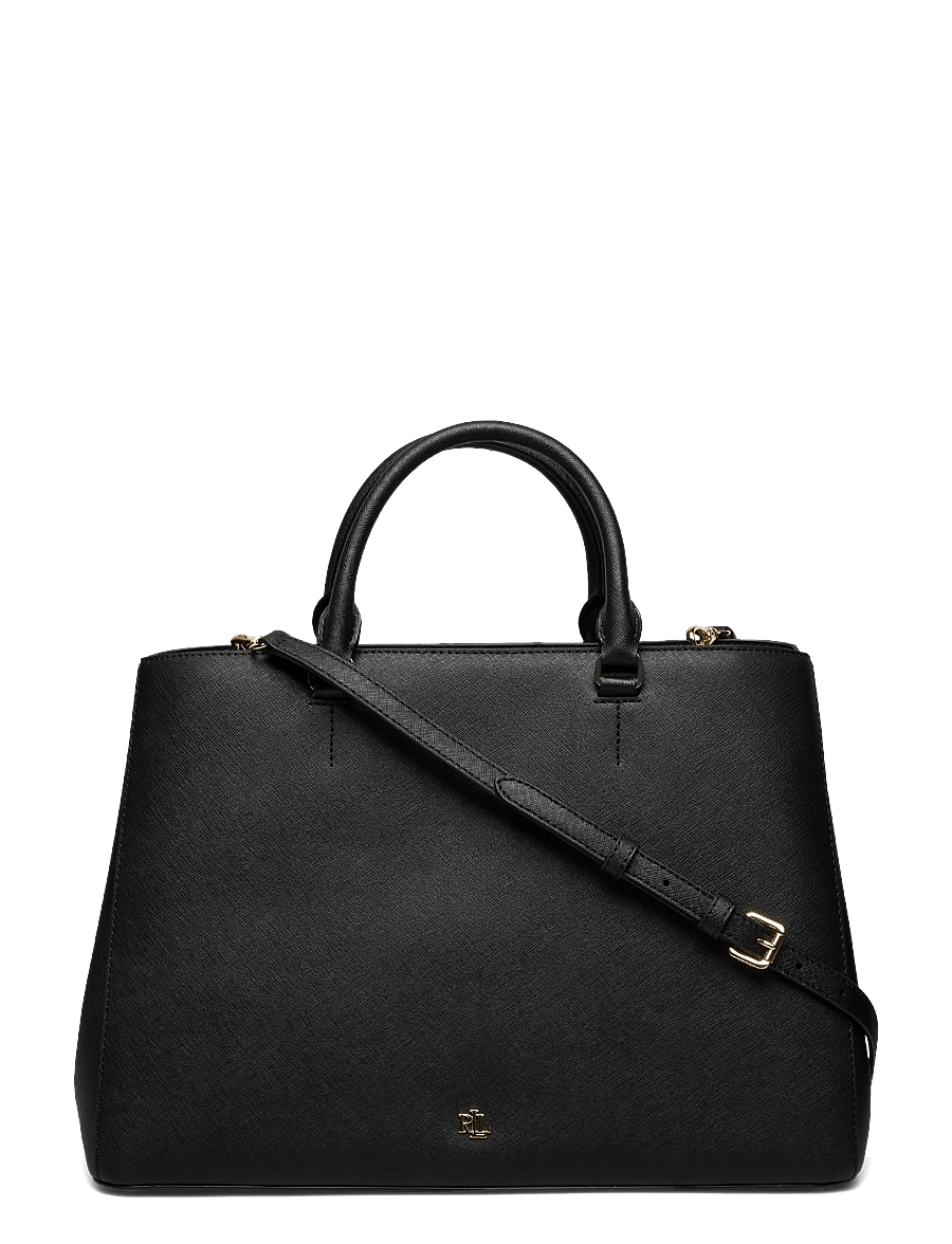 Lauren Ralph Lauren - Crosshatch Leather Large Hanna Satchel - everyday style - black - 1