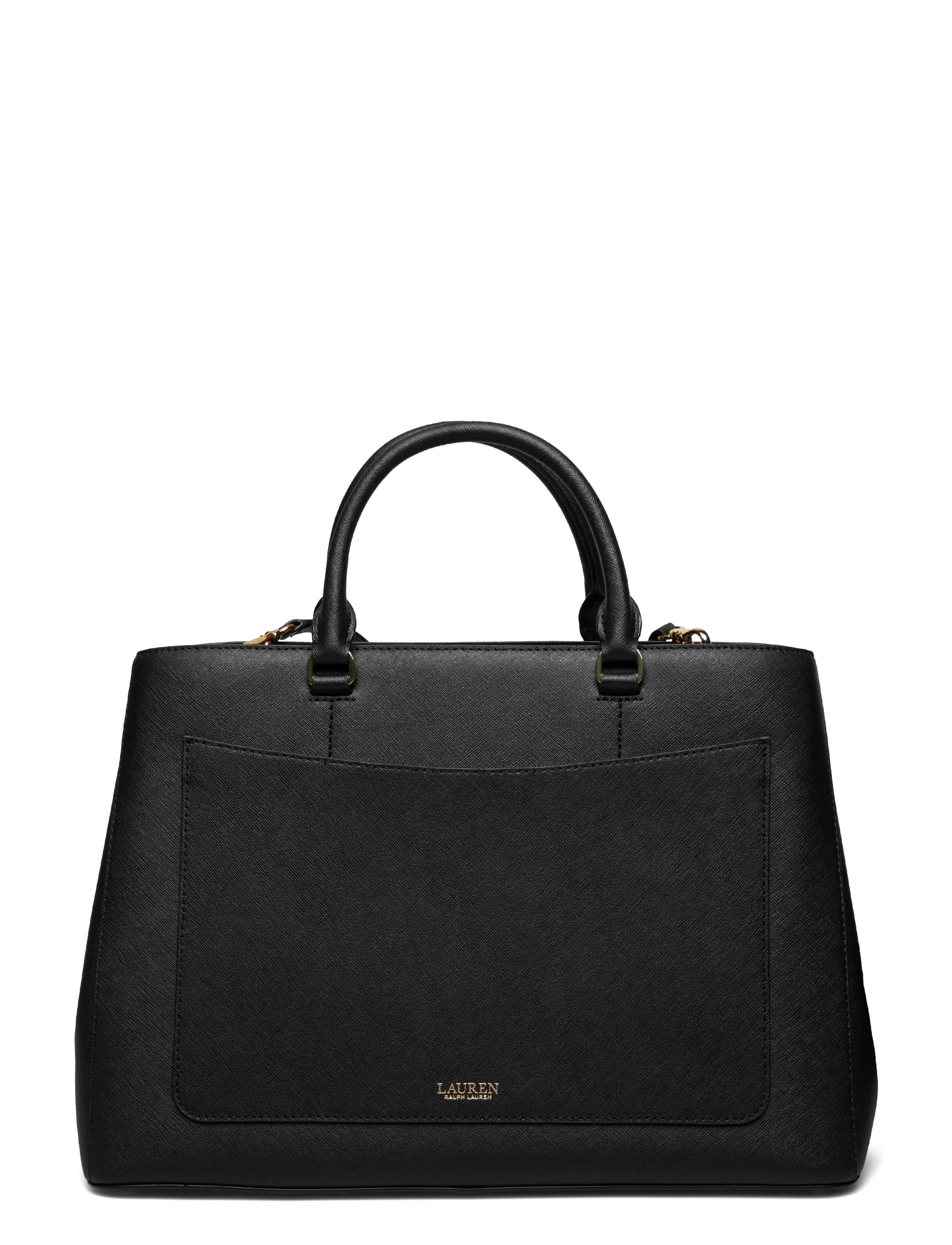 Lauren Ralph Lauren - Crosshatch Leather Large Hanna Satchel - everyday style - black - 2