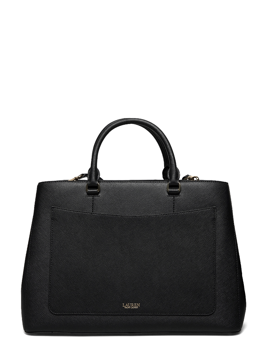 Lauren Ralph Lauren - Crosshatch Leather Large Hanna Satchel - everyday style - black - 2
