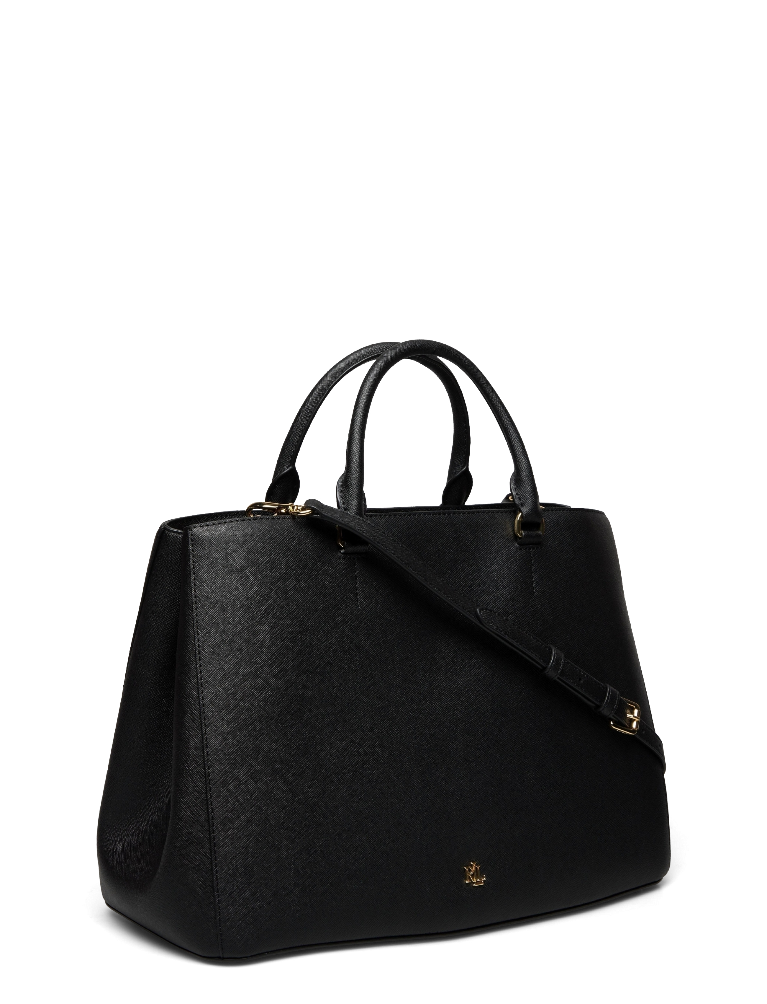 Lauren Ralph Lauren - Crosshatch Leather Large Hanna Satchel - everyday style - black - 3