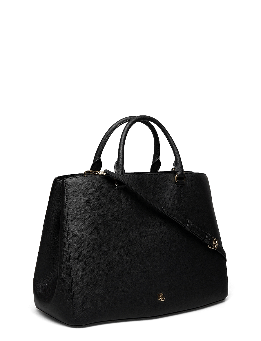 Lauren Ralph Lauren - Crosshatch Leather Large Hanna Satchel - everyday style - black - 3