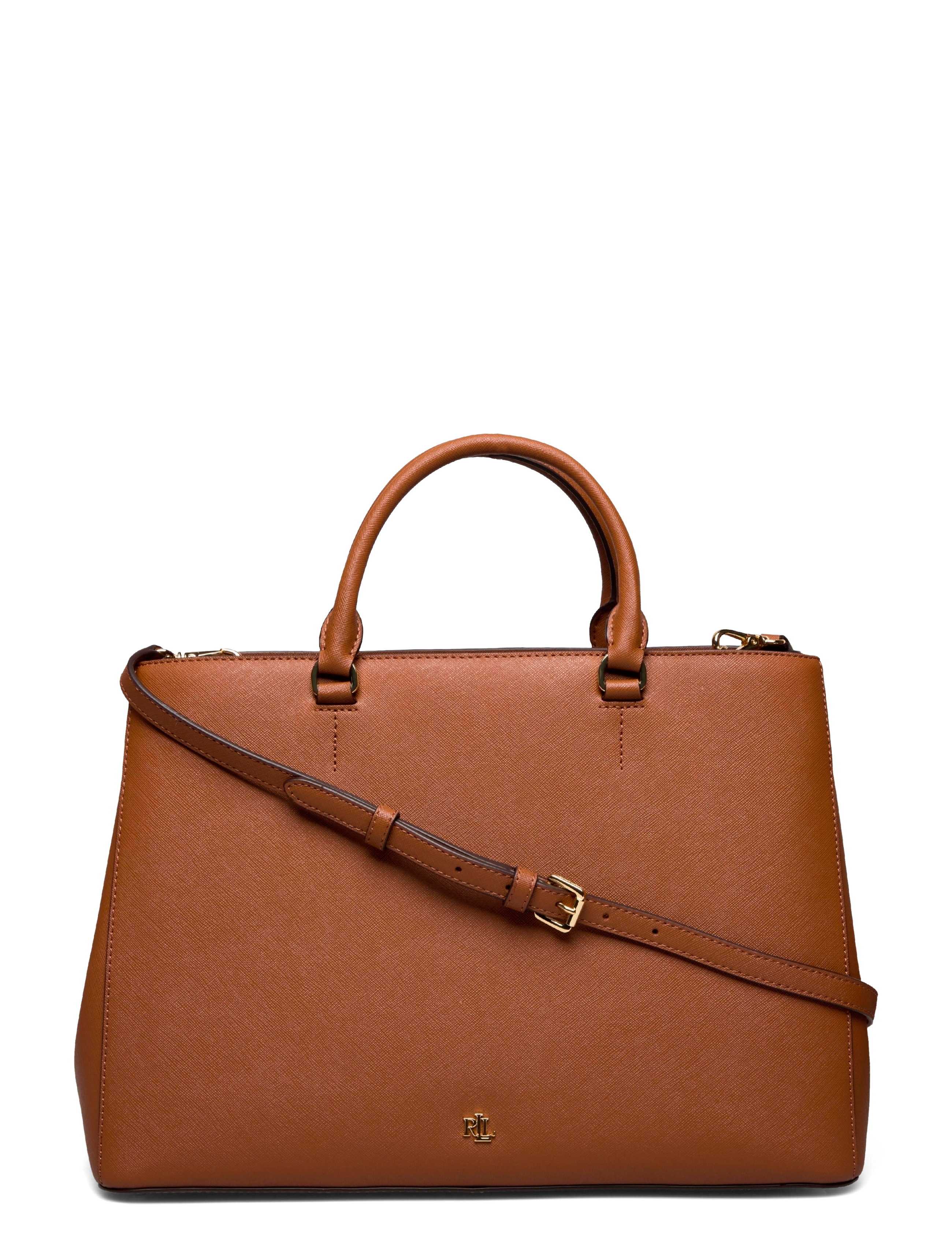 Lauren Ralph Lauren Crosshatch Leather Large Hanna Satchel - Hverdags stil - LAUREN TAN / brown