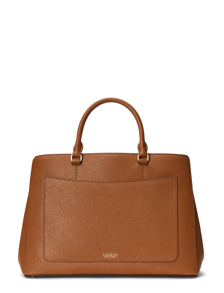 Lauren Ralph Lauren - Crosshatch Leather Large Hanna Satchel - hverdags stil - lauren tan - 1