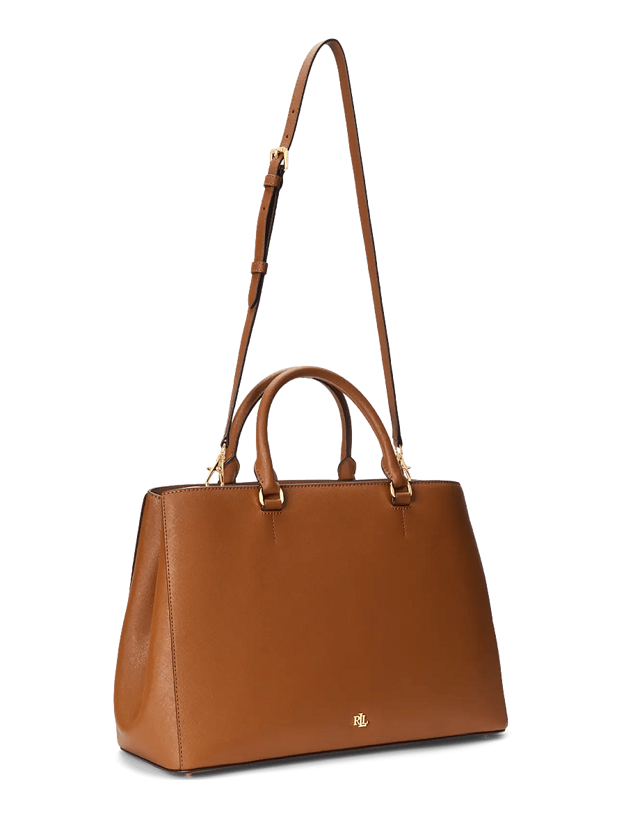 Lauren Ralph Lauren - Crosshatch Leather Large Hanna Satchel - hverdags stil - lauren tan - 2