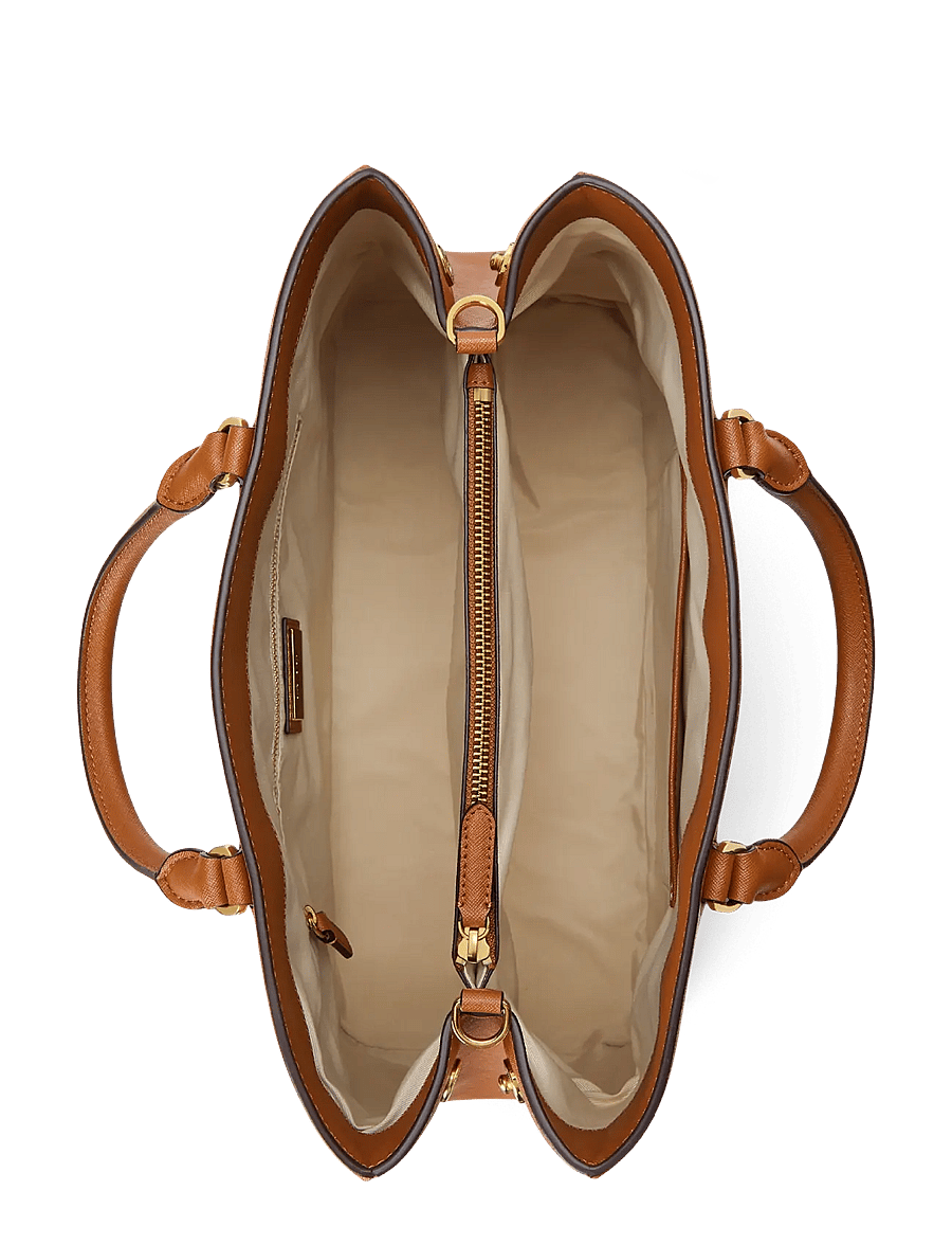 Lauren Ralph Lauren - Crosshatch Leather Large Hanna Satchel - hverdags stil - lauren tan - 3