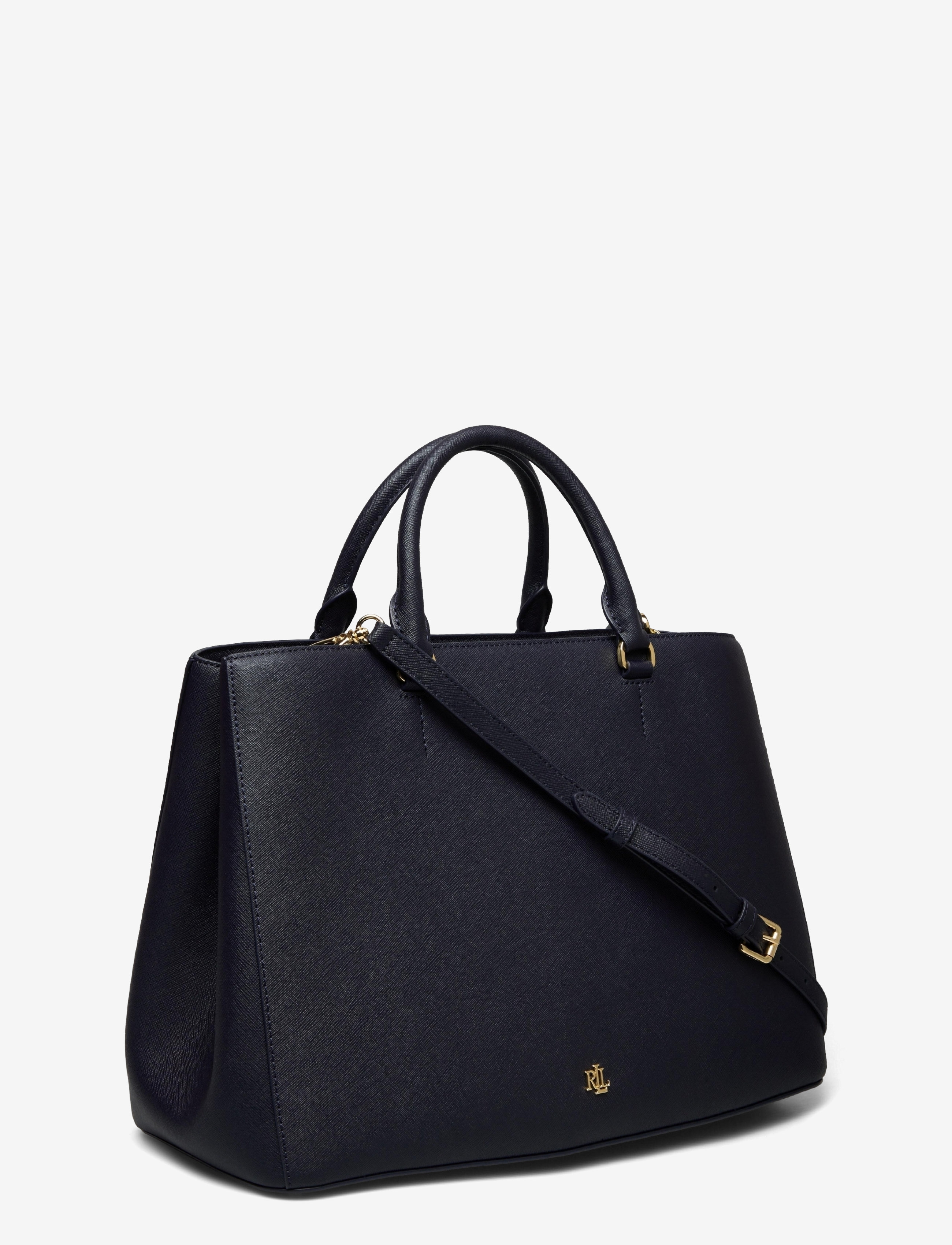 Lauren Ralph Lauren - Crosshatch Leather Large Hanna Satchel - navy - 2