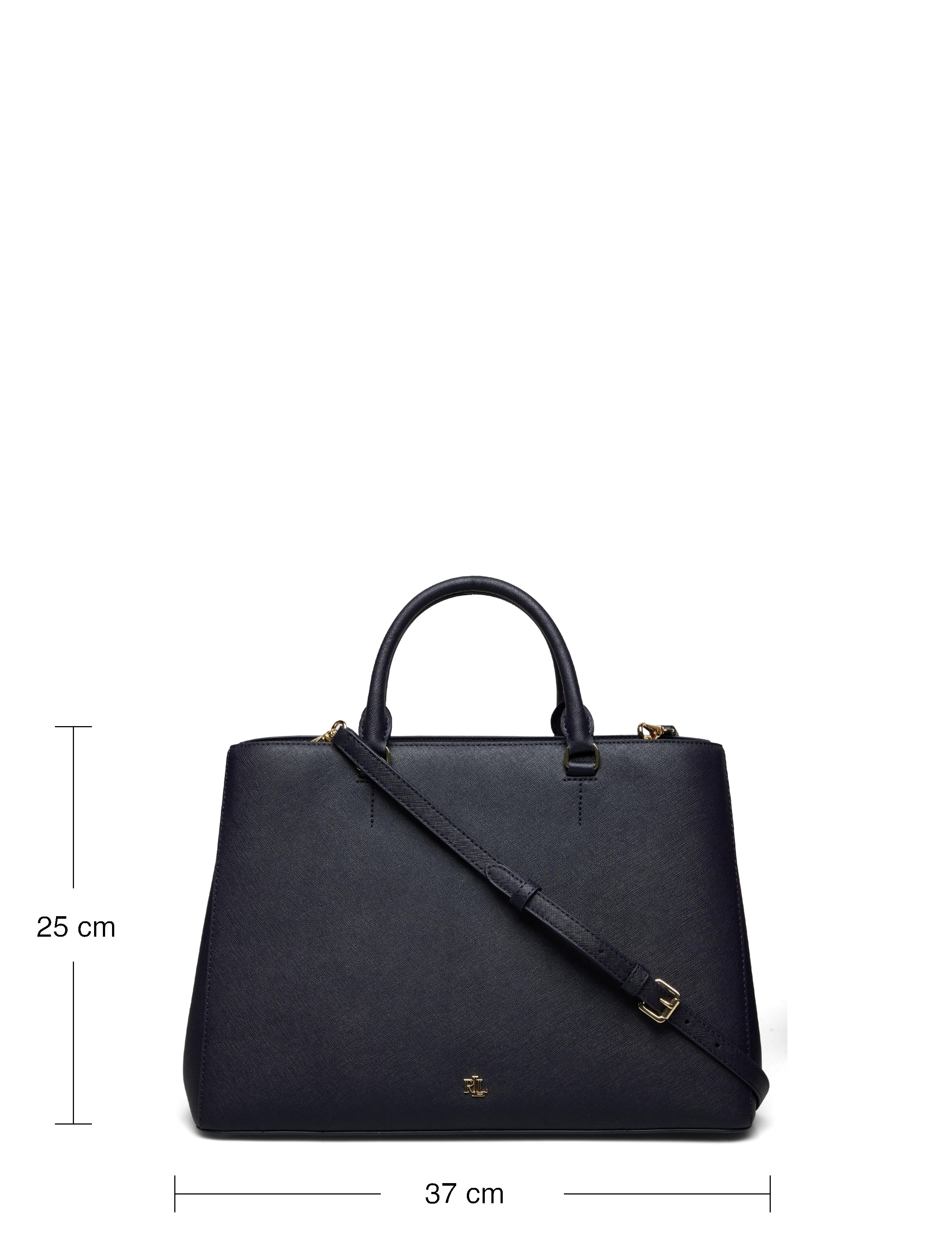 Lauren Ralph Lauren - Crosshatch Leather Large Hanna Satchel - navy - 4
