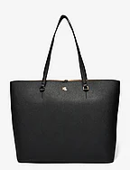 Crosshatch Leather Large Karly Tote - BLACK