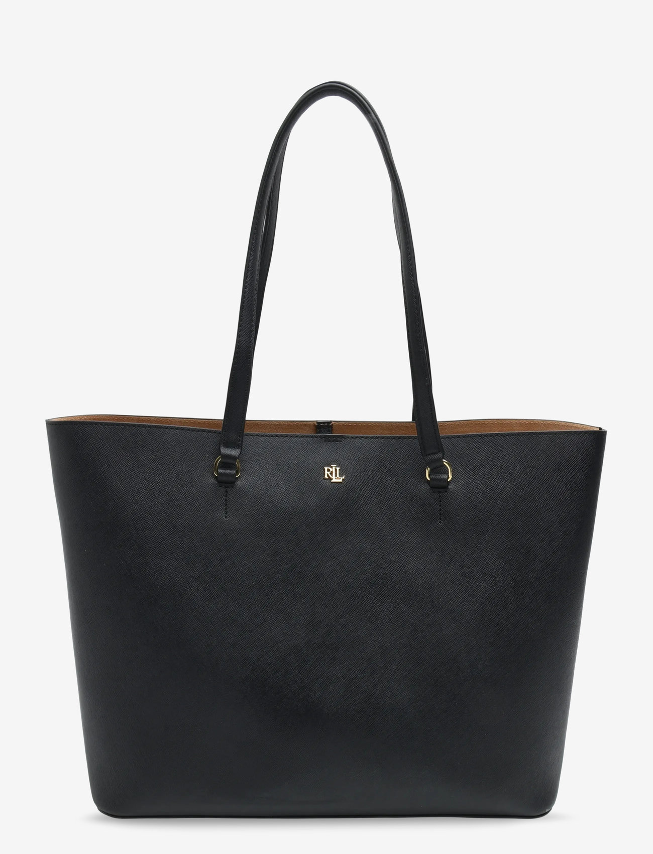 Lauren Ralph Lauren - Crosshatch Leather Large Karly Tote - totes - black - 1