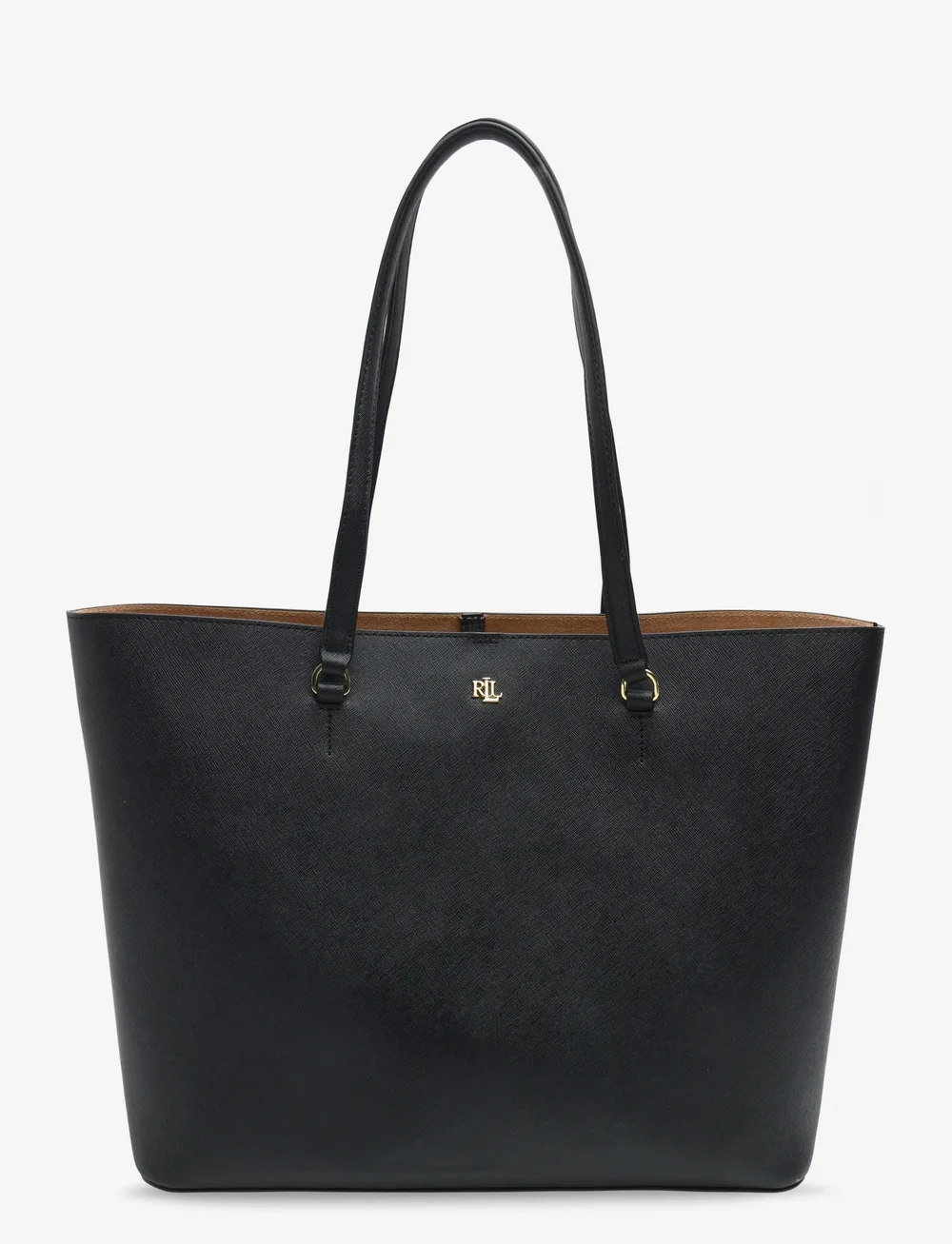 Lauren Ralph Lauren - Crosshatch Leather Large Karly Tote - totes - black - 1
