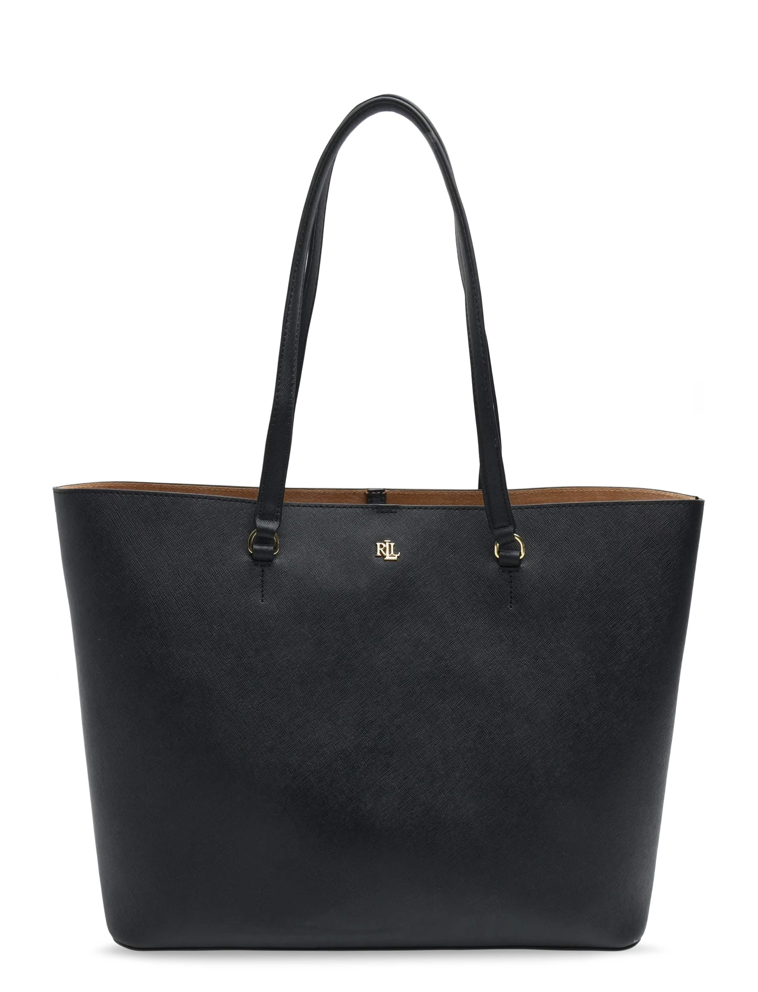 Lauren Ralph Lauren CROSSHATCH LEATHER-KARLY-TTE-LRG - Shoppers & Tote Bags - BLACK / black
