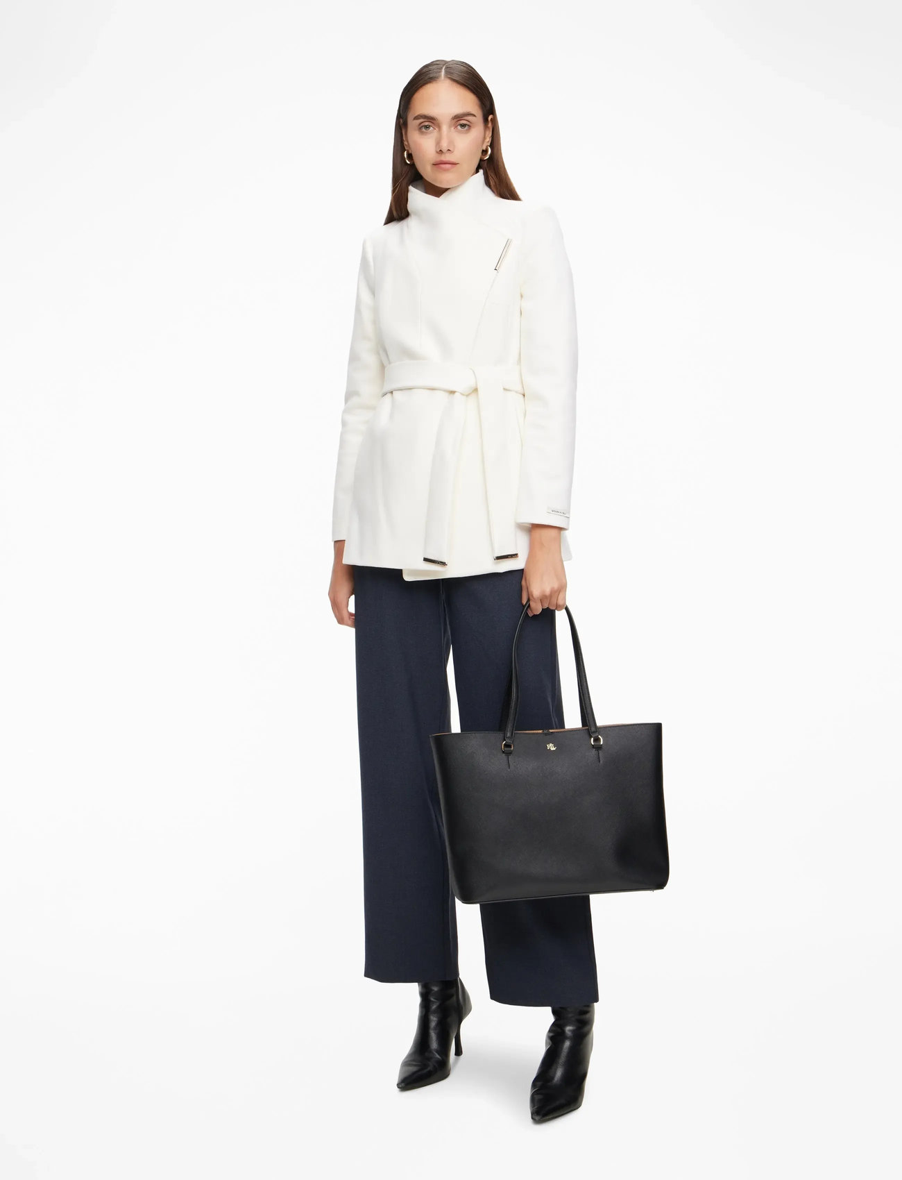 Lauren Ralph Lauren - Crosshatch Leather Large Karly Tote - totes - black - 2