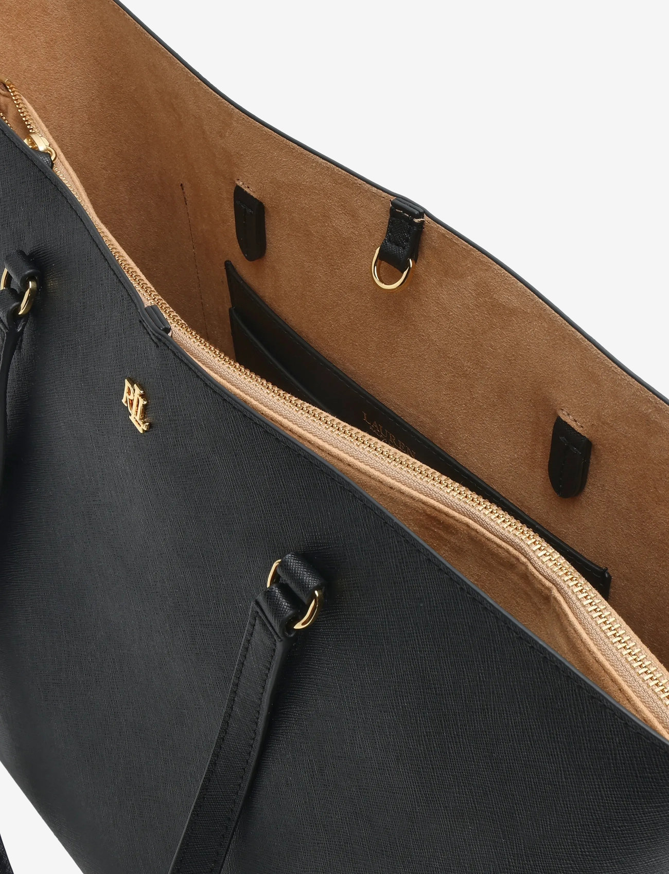 Lauren Ralph Lauren - Crosshatch Leather Large Karly Tote - totes - black - 4