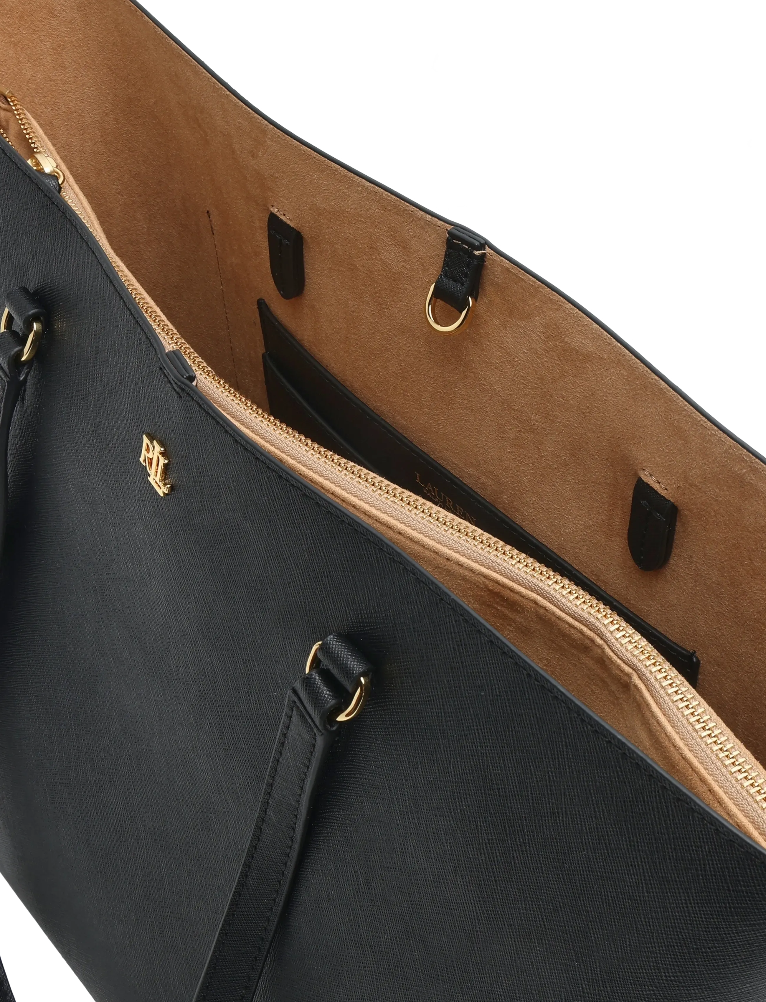 Lauren Ralph Lauren - CROSSHATCH LEATHER-KARLY-TTE-LRG - tote töskur - black - 4